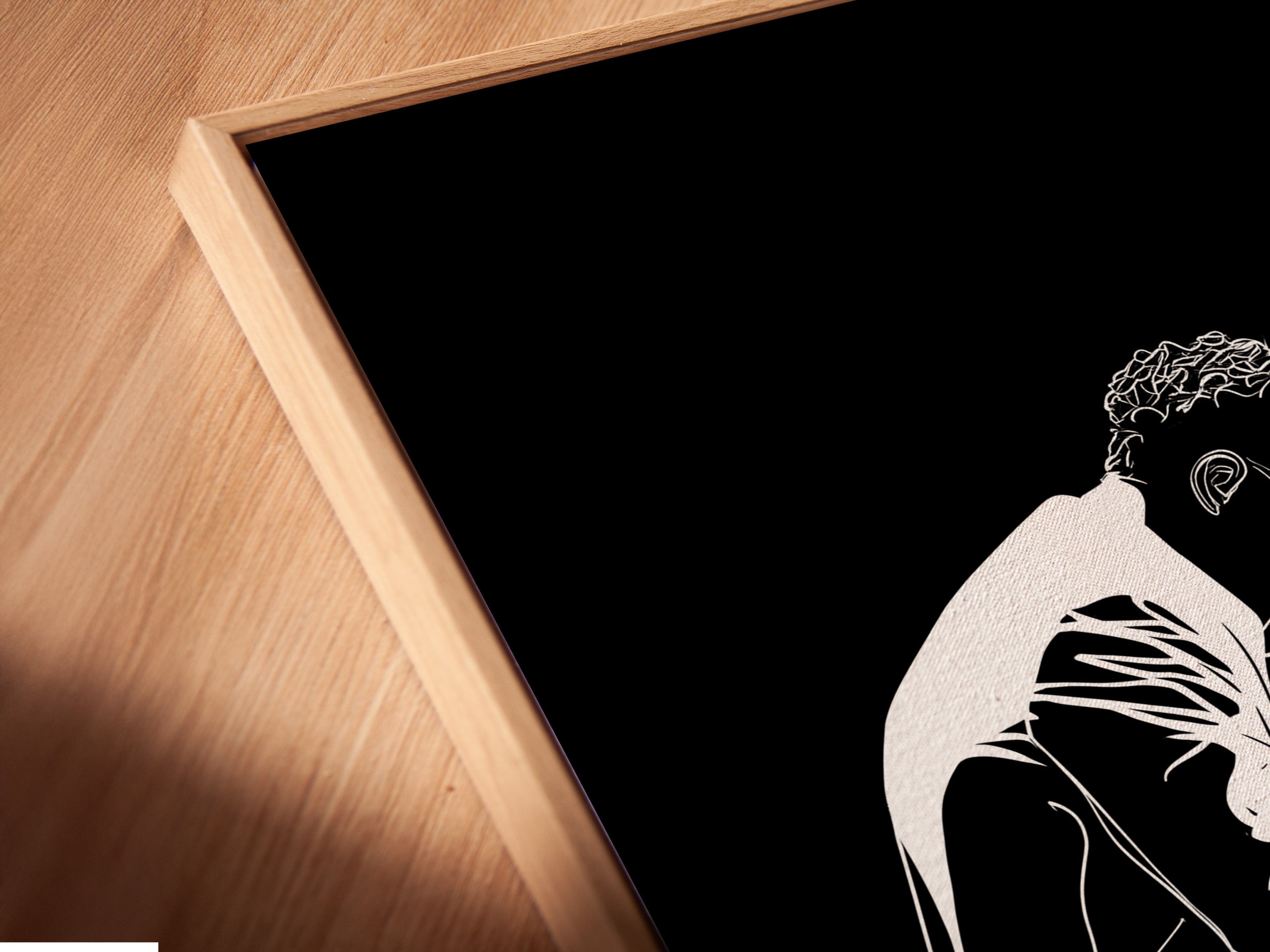 See the angled close-up of this stunning canvas print in a floating frame. The piano player artwork brings jazz musician art to life. This black and white music wall decor is perfect for study rooms. Add a touch of elegance to your walls.