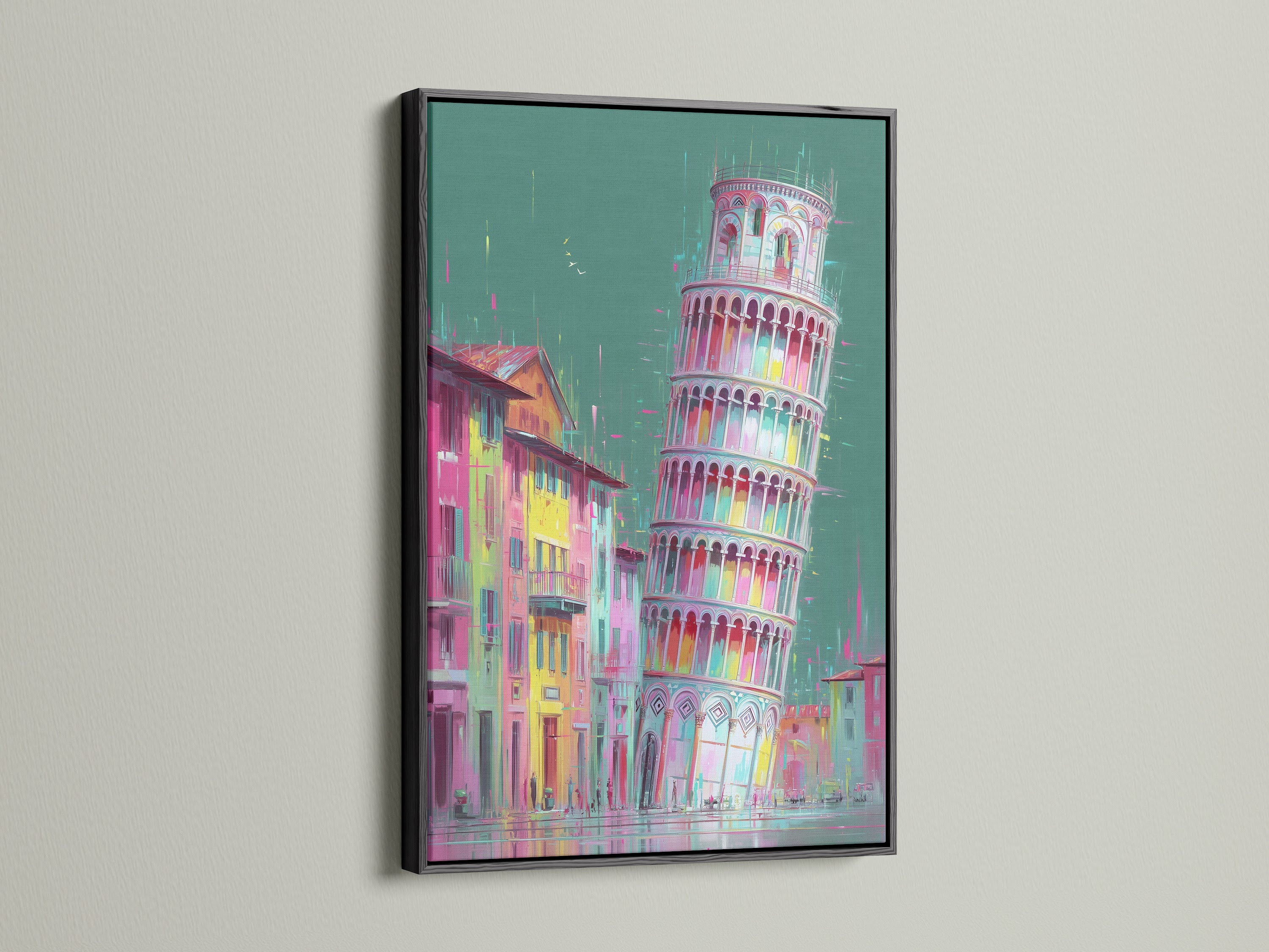 A sleek black frame provides a modern look. A great choice for travel posters or landmark prints. The black frame adds a touch of drama to office wall decor. Frame your artwork with our stylish options.