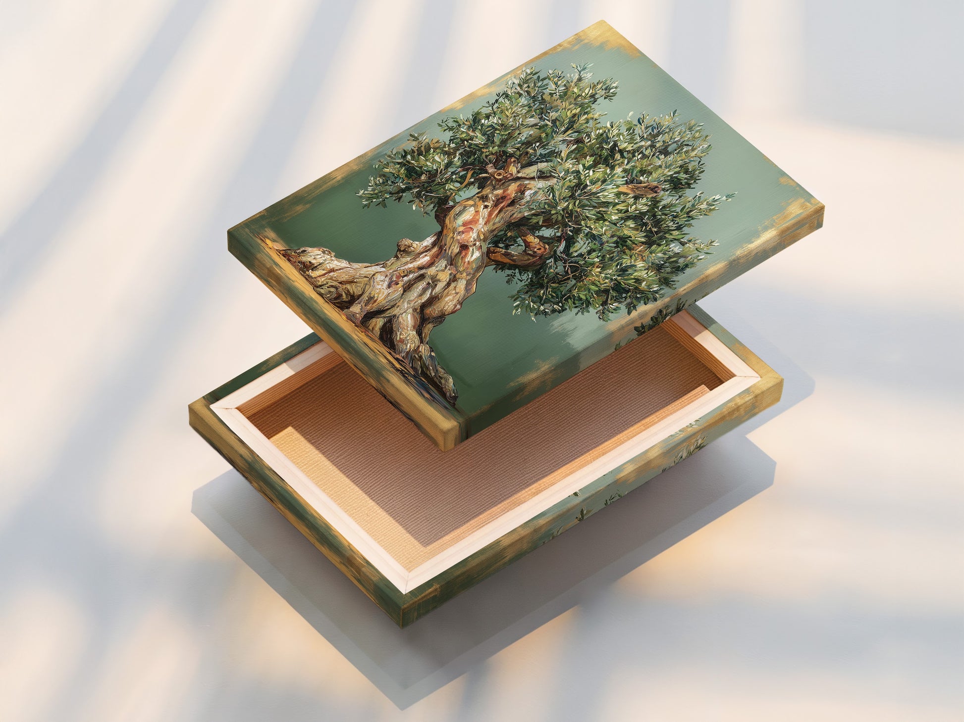 A stretched canvas print shows vibrant colors and textures. The canvas is tightly stretched for a gallery look. Ready to hang and enjoy in any space. Experience art in its truest form.