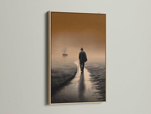 Artwork presented in an oak frame. This frame enhances the artwork. The natural wood grain adds a touch of rustic elegance. Perfect for adding warmth to any room. Discover the beauty of framed art. Choose oak for a classic look.