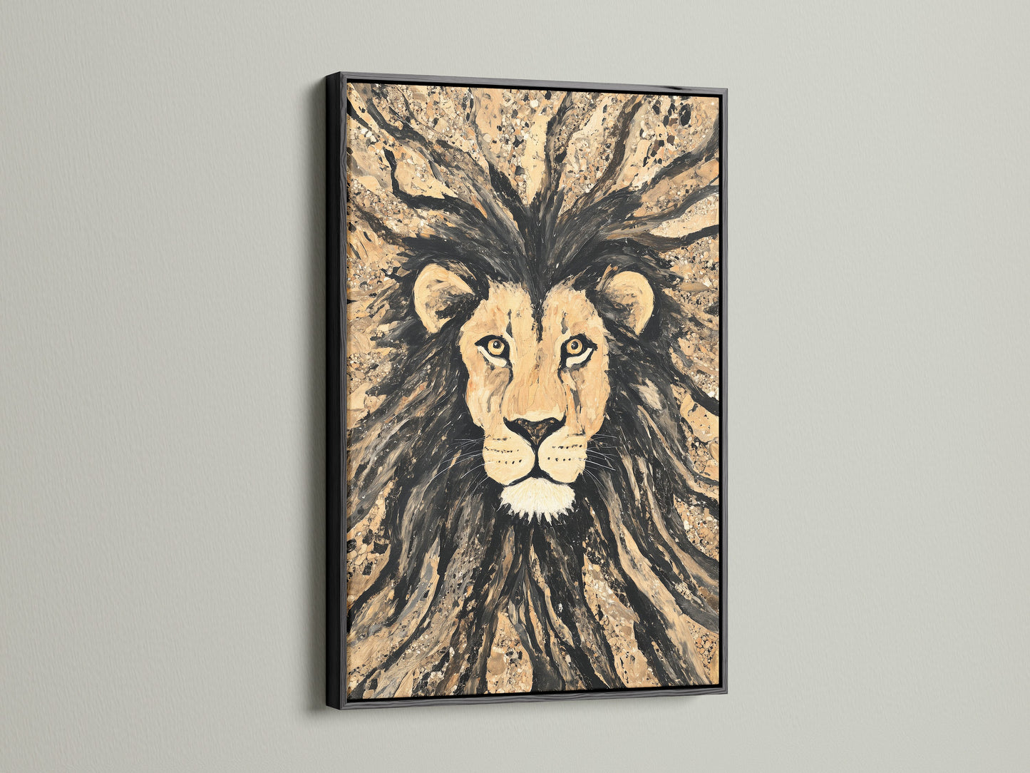 This art is presented in a black frame. It gives a sleek and sophisticated appearance. The dark frame creates a bold contrast. It draws the eye to the art. Perfect for contemporary spaces. Frame your art with this classic choice.