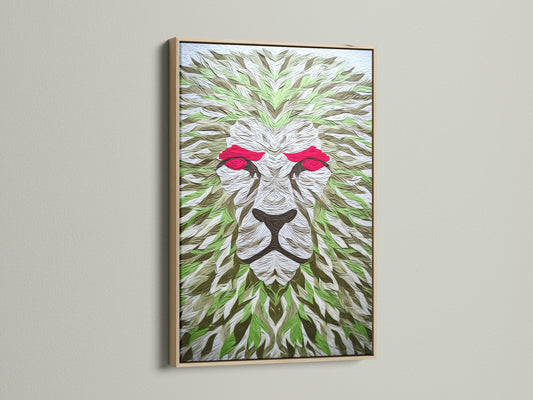 This is an oak frame. It offers a natural touch to any artwork. The oak's wood grain brings warmth. Perfect for rustic or contemporary art. The oak frame enhances the artwork's beauty. Experience the timeless appeal of oak. A great choice for showcasing art.