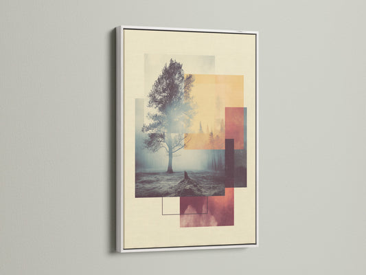 Abstract Tree Art Print - Modern Nature Wall Art, Geometric Landscape Poster, Contemporary Home Decor, Minimalist Artwork