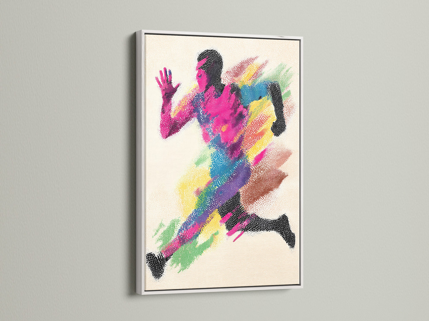 Impression d'art d'une figure en mouvement colorée - Décoration murale sportive abstraite, Poster coureur arc-en-ciel moderne, Inspiration athlétique pour la décoration intérieure