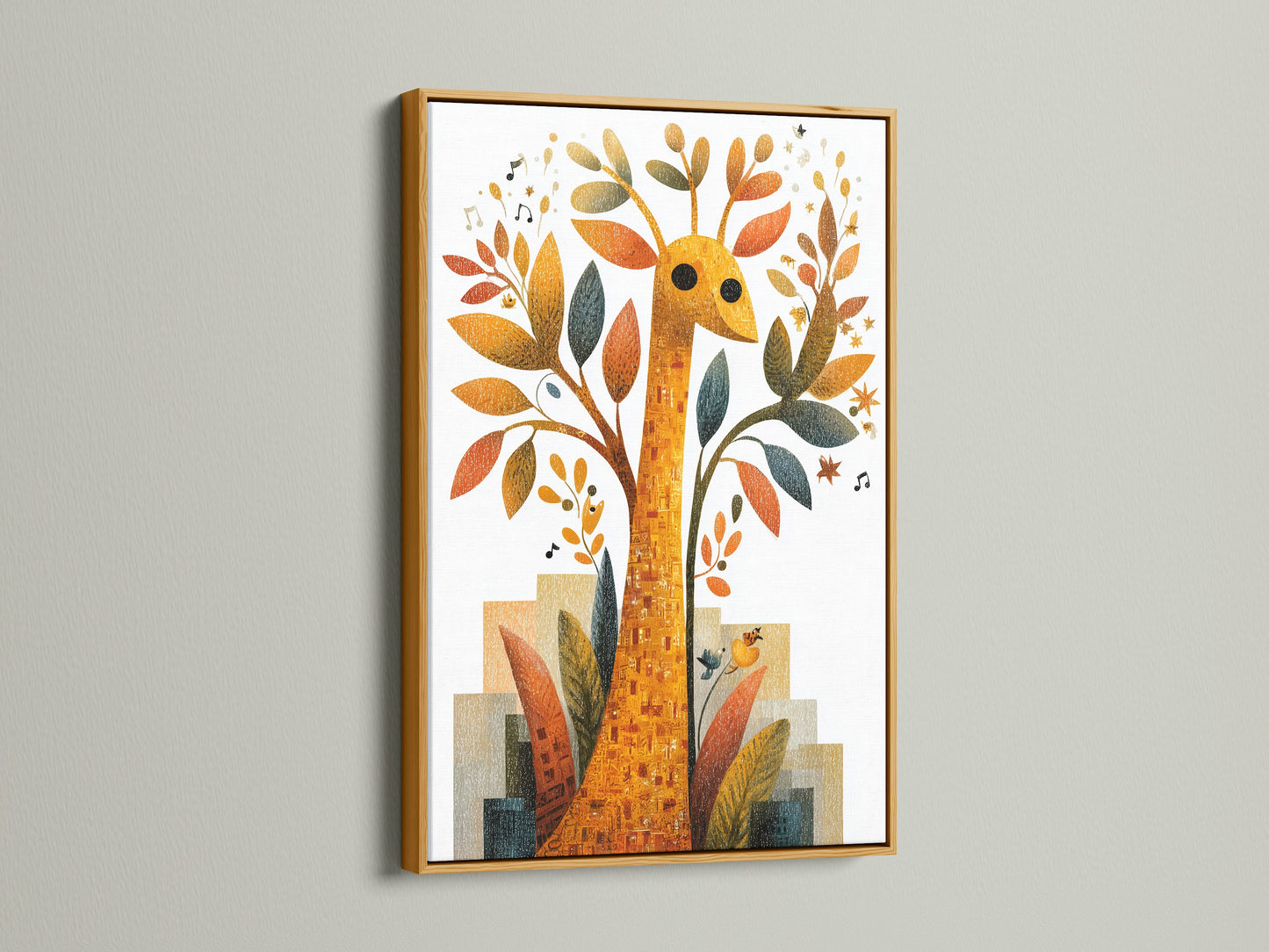 Add a touch of luxury with a gold frame. The gold frame adds a touch of glamor. This giraffe art print is beautifully showcased. A perfect choice for a sophisticated art display.