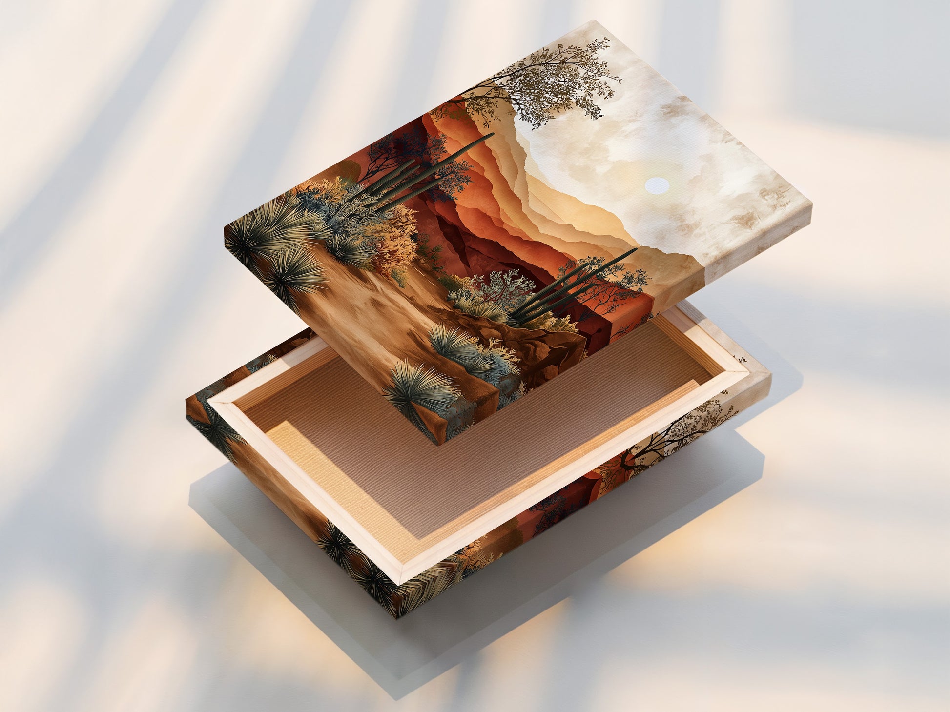 This image shows a stretched canvas print. The canvas is tightly stretched over a wooden frame. The print is vibrant and ready to hang. The stretched canvas provides a gallery-worthy look. It showcases the artwork's texture and detail. Ideal for home decor.