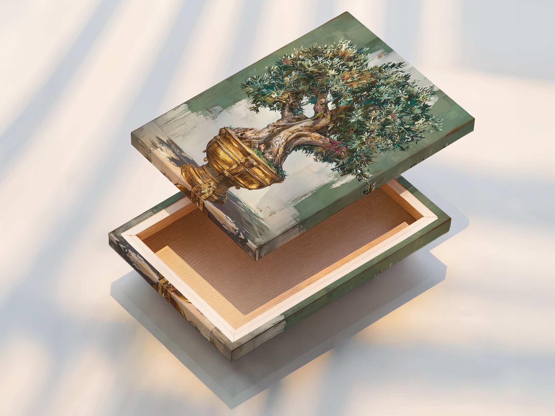 A stretched canvas print is displayed. The canvas is tightly stretched. The artwork wraps around the frame. Ready to hang and enjoy. Canvas prints offer a textured and vibrant look. Elevate your art with a stretched canvas.