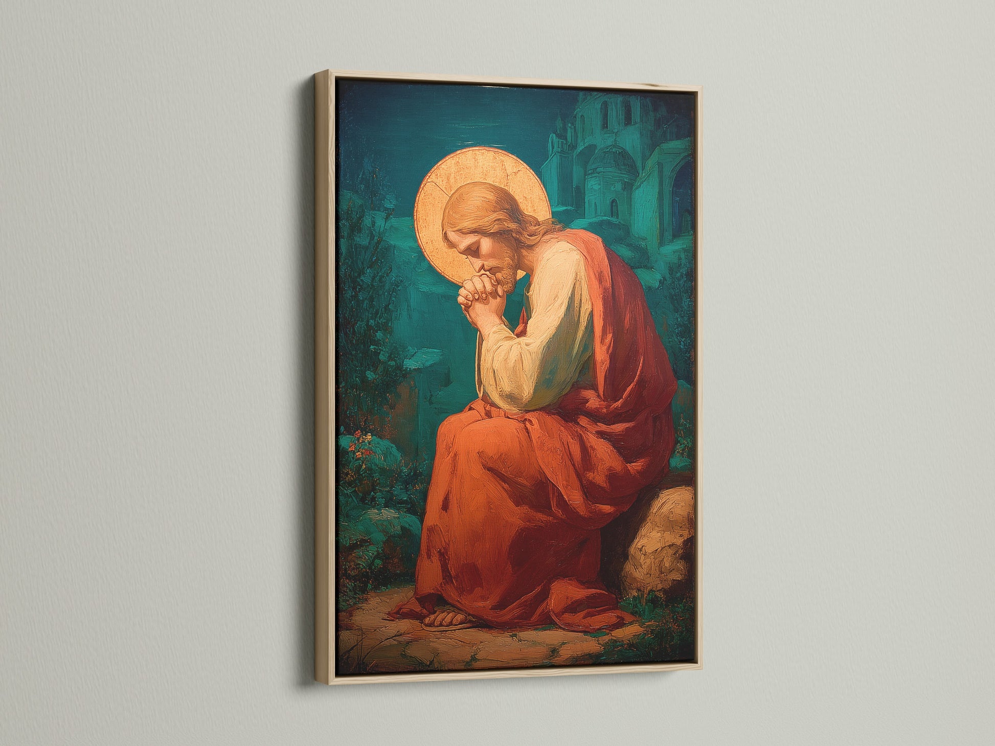 This is an oak frame showcasing a beautiful artwork. The oak's natural wood grain enhances the art. It adds warmth and sophistication to any room. Perfect for displaying cherished prints.