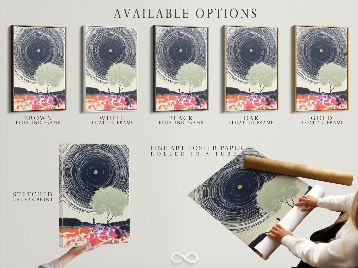 Explore available options for our artwork including stretched canvas prints fine art poster paper and floating frames. Discover the perfect format to showcase your favorite abstract landscape or modern wall art.