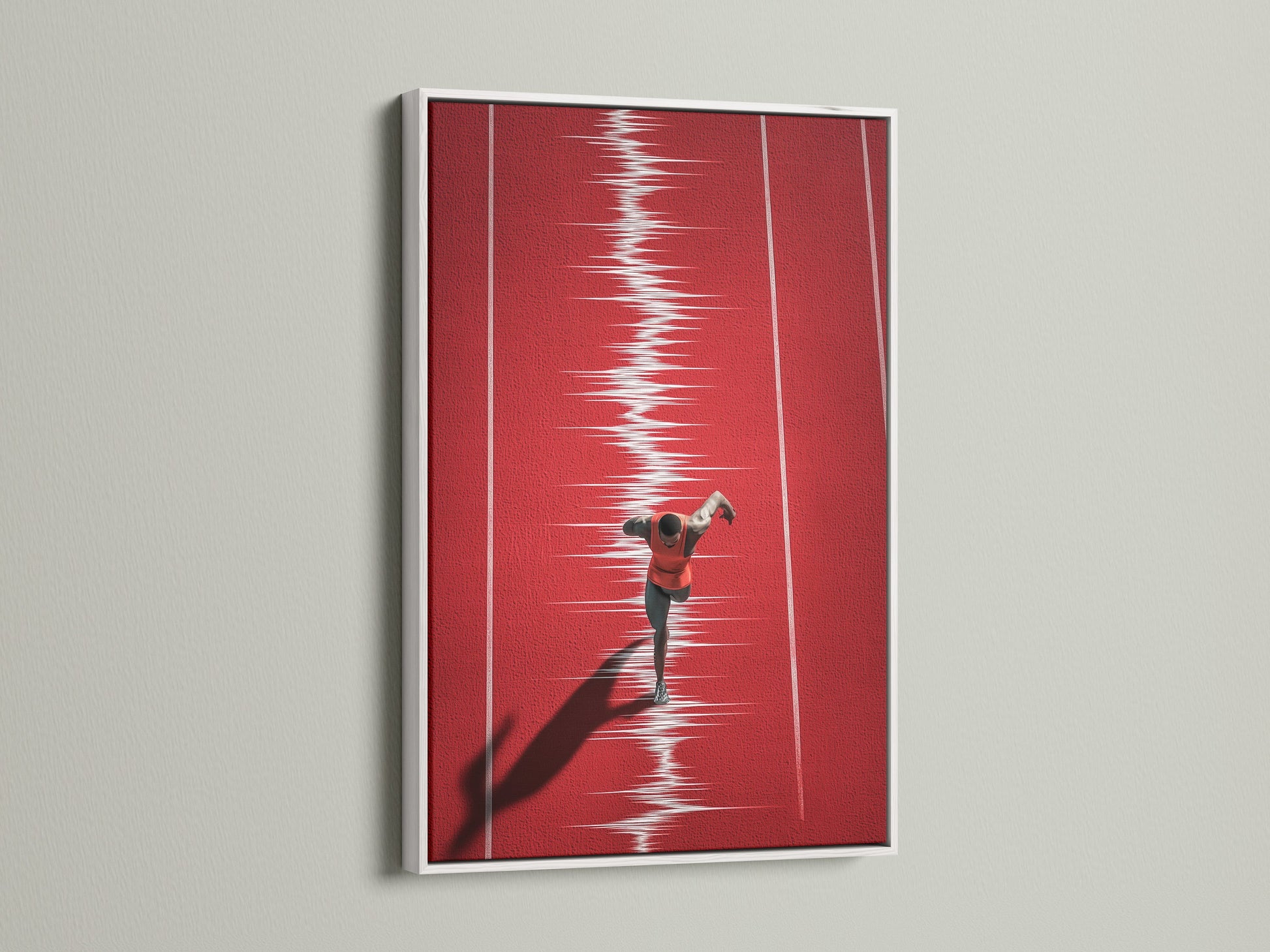 Artwork of a runner in a white frame. A white frame provides a clean modern look. It allows the artwork to stand out. This frame complements any interior style. Explore our collection of white-framed art.