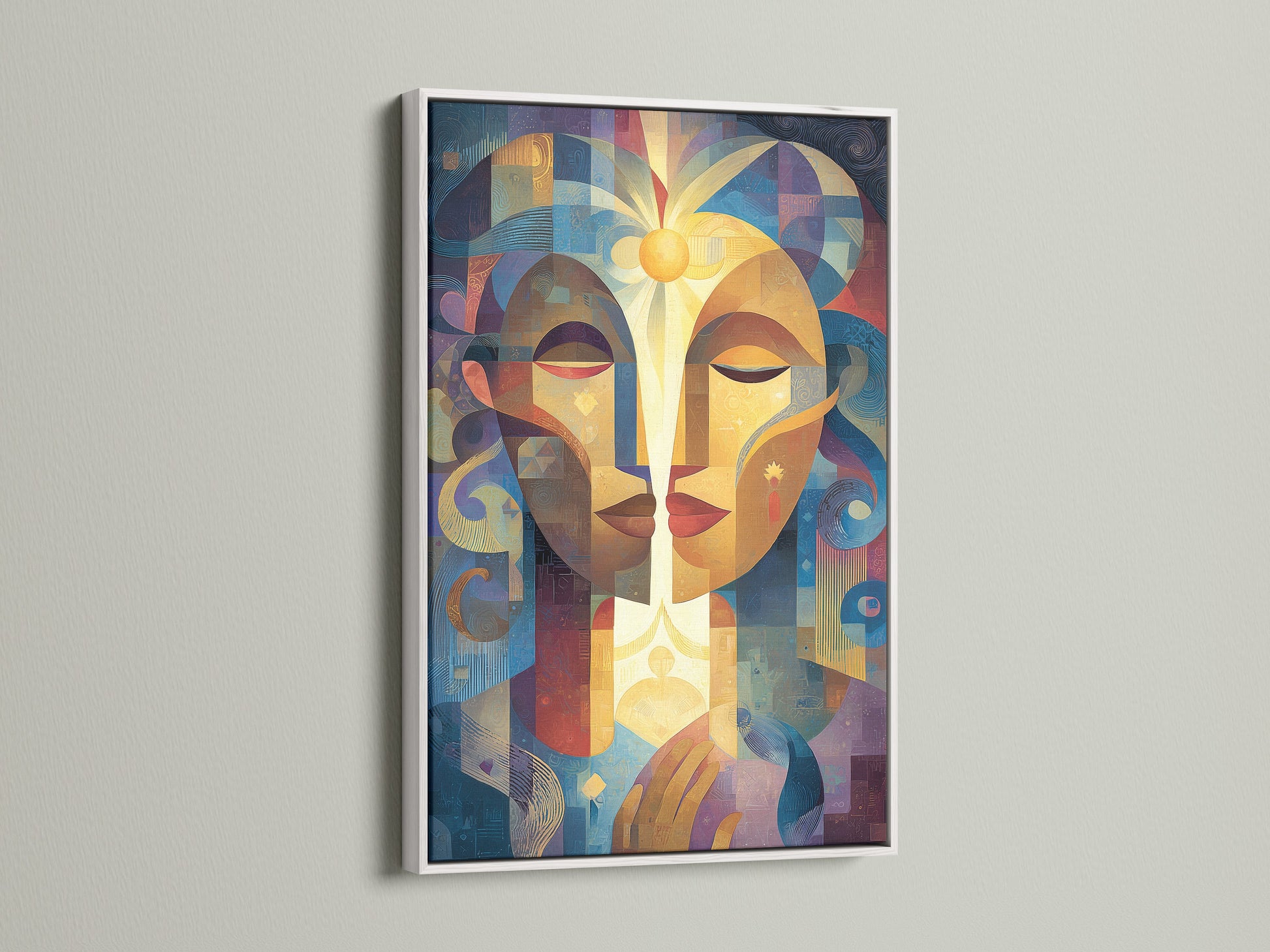 The white frame provides a clean modern look. The artwork is enhanced by the crisp white border. White frames offer versatility to any art style. They create a gallery-like display in your space. Get your art professionally framed.