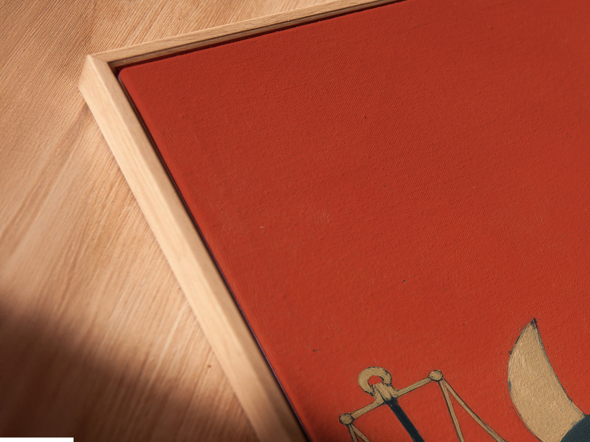 A close-up shows a canvas print of the Justice Bull art. It's set in a floating frame. This contemporary artwork is perfect for law office decor. It makes a unique lawyer gift. The cute animal print adds a modern touch. This legal theme print is stylish.