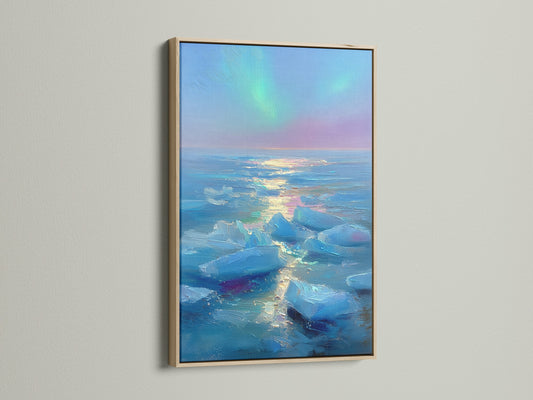 Artwork in an oak frame hangs on a wall. The oak frame enhances the artwork. It brings warmth and natural beauty to any room. Elevate your home decor with this stunning framed art piece. The artwork becomes a focal point of conversation and admiration.