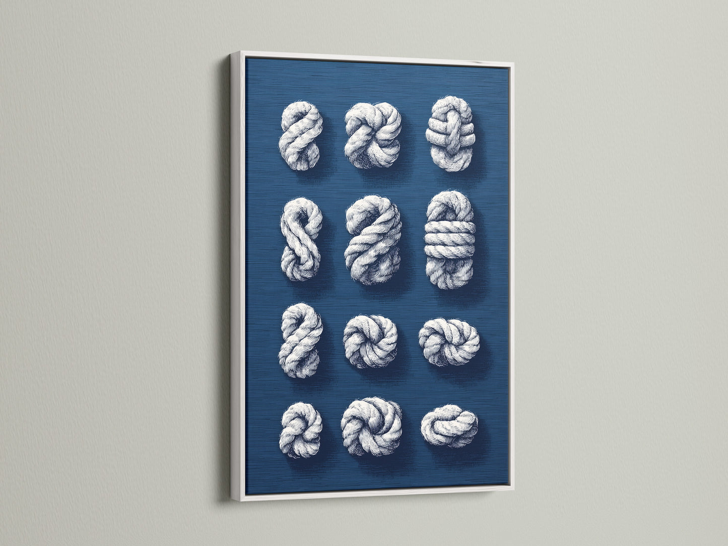 Nautical Rope Knots Canvas Print - Navy Blue Coastal Wall Art, Maritime Decor for Beach House Living Room