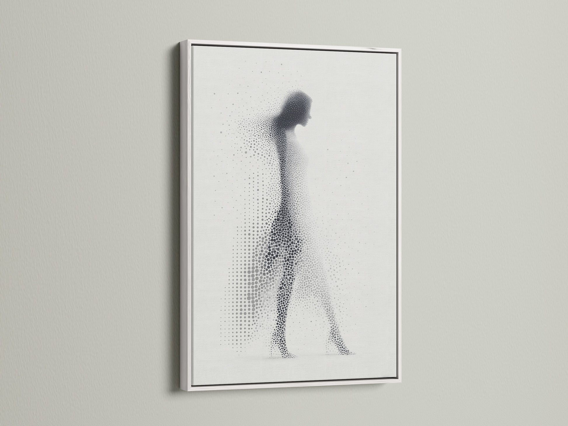 A white frame showcasing elegant art. The white frame offers a clean look. It highlights the artwork. Perfect for modern interiors. A stylish way to display art. It brings sophistication to any space.