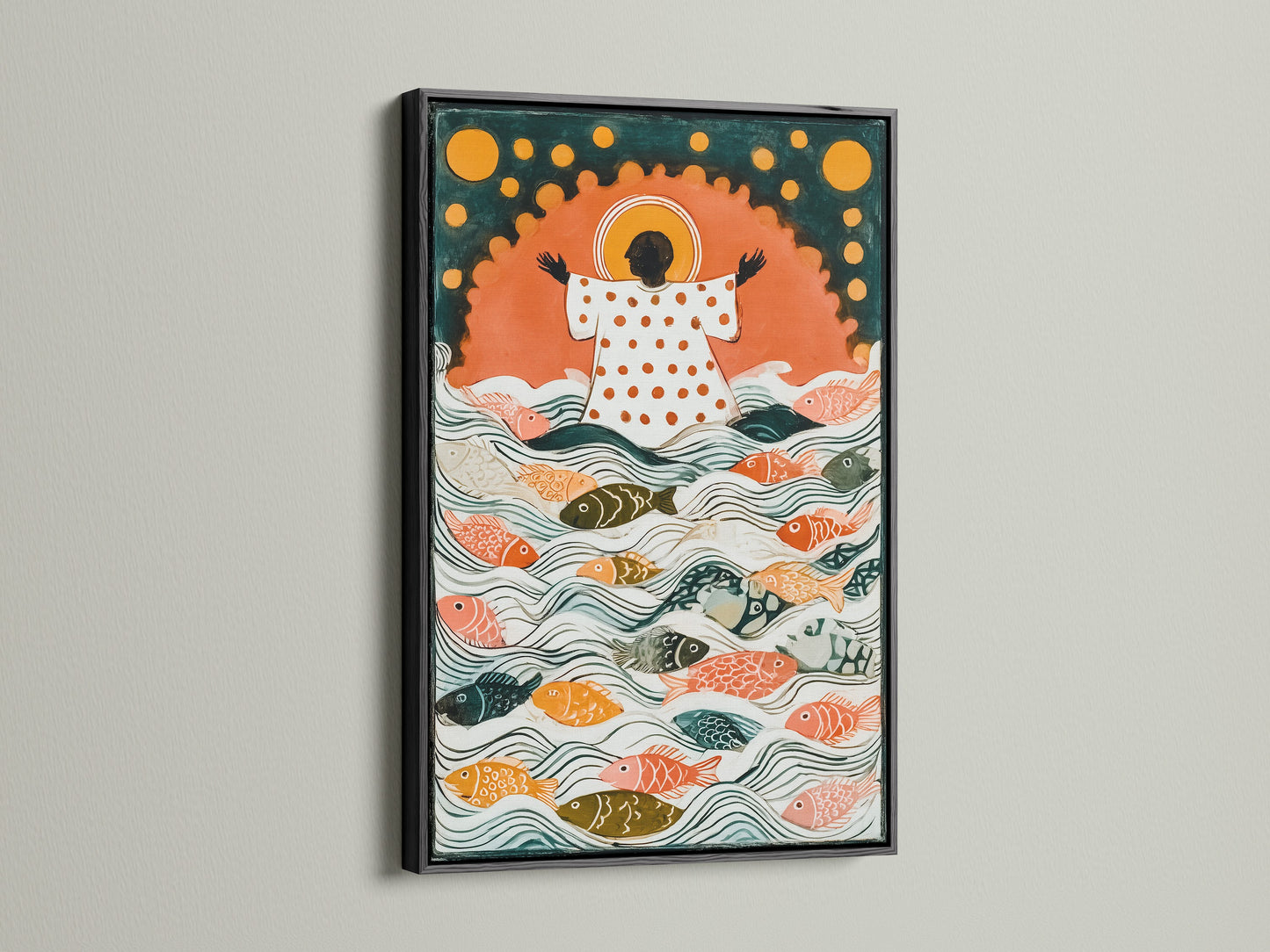 This artwork is presented in a black frame. A black frame provides a bold and classic touch. It enhances contrast and adds drama. Choose a black frame for a sleek look. See how a black frame transforms your art. A timeless option.