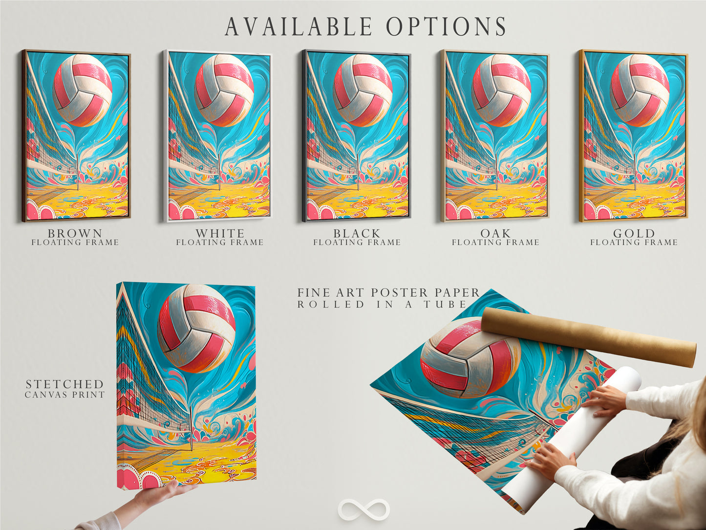 Explore available options for volleyball beach artwork. Choose from stretched canvas prints fine art poster paper or floating frames. Find the perfect fit for your teen room decor and coastal artwork.