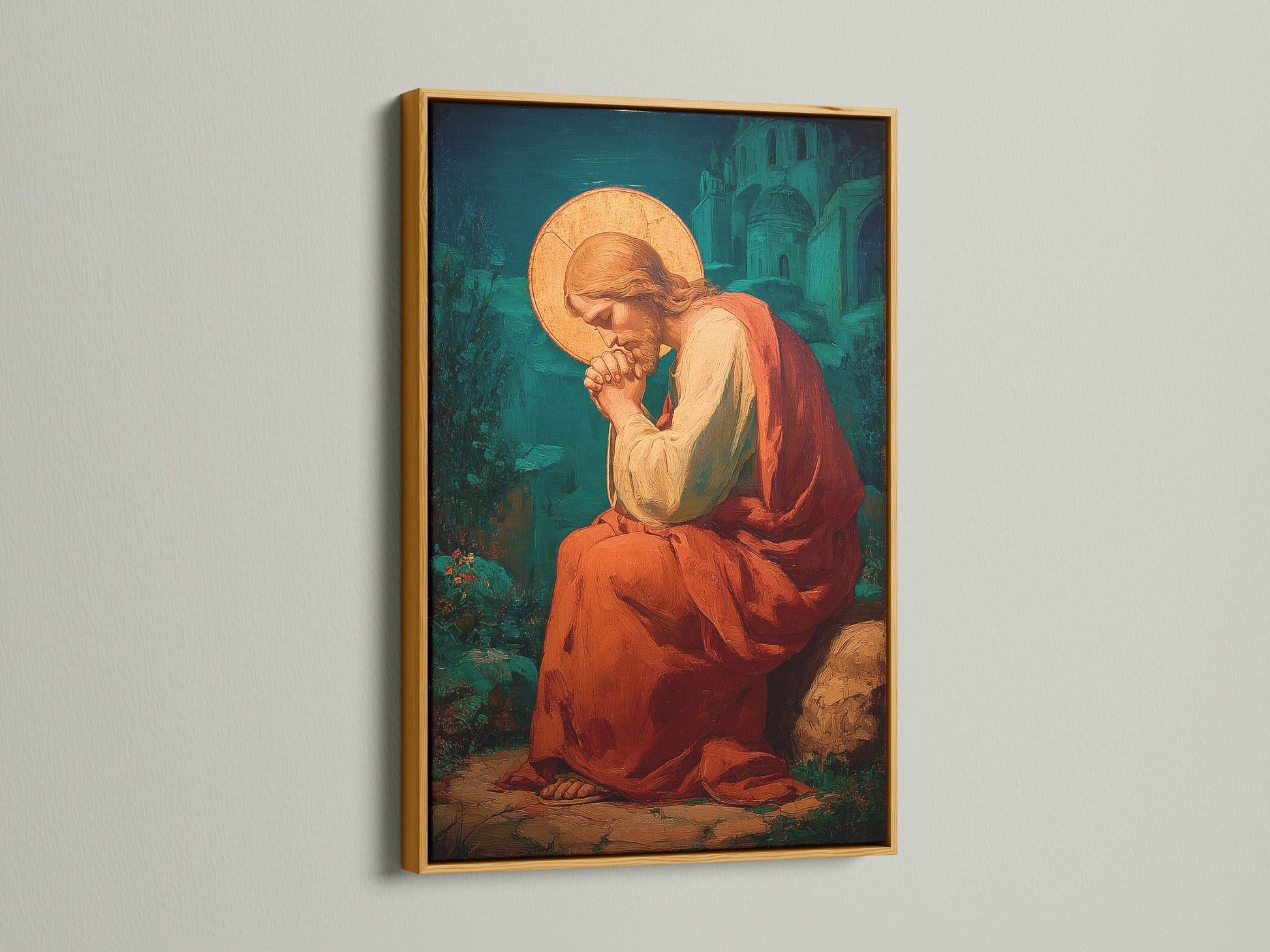 The artwork shimmers in a gold frame. The gold frame adds a touch of luxury and glamour. It enhances the artwork with a radiant glow. A statement piece for any art collection.