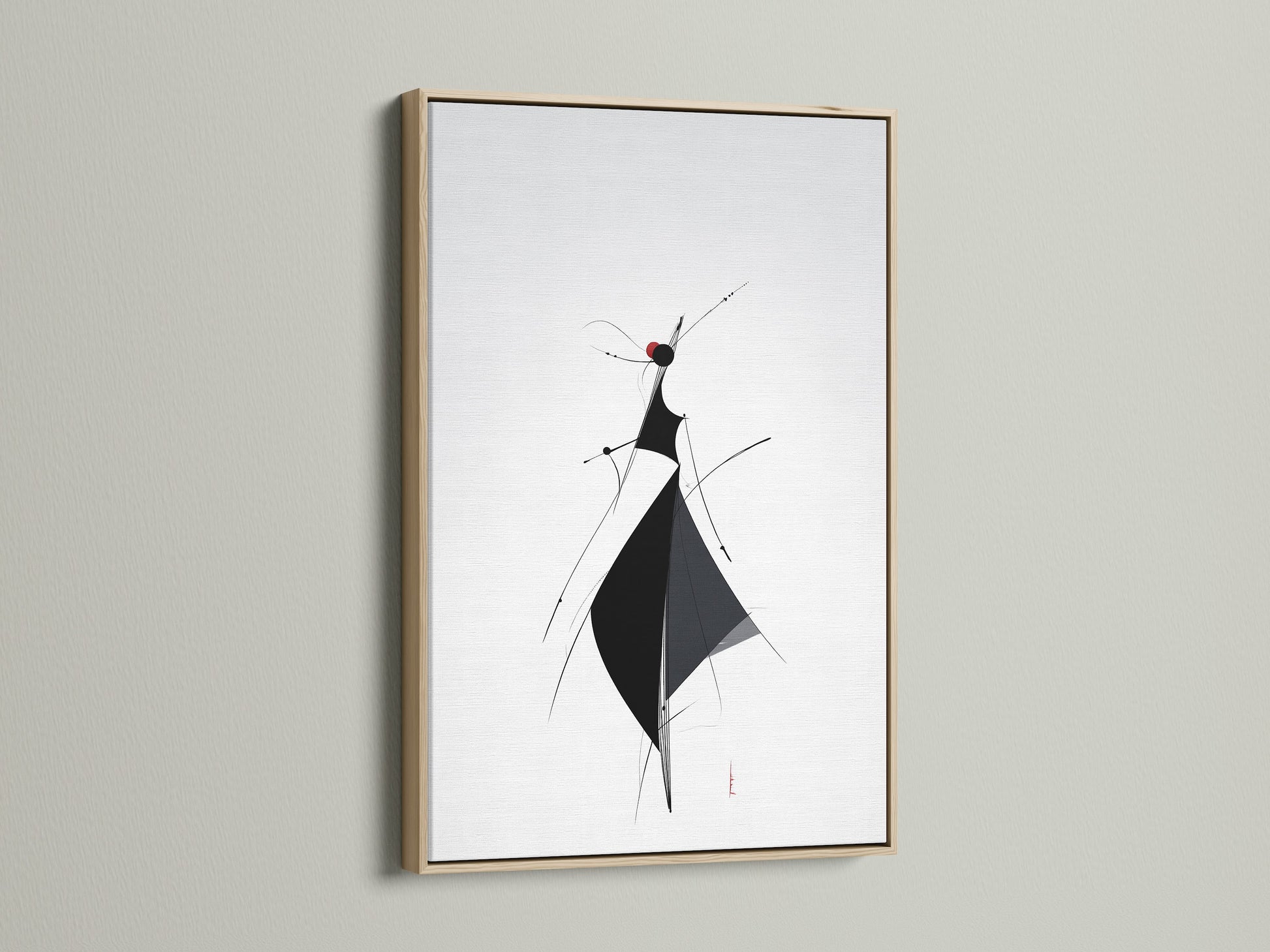 Artwork with a light oak frame on a wall. The oak frame provides a natural touch. This piece enhances the artwork's beauty. Discover the warmth and character of oak frames. Transform your living space with this elegant art. Perfect addition to any room.