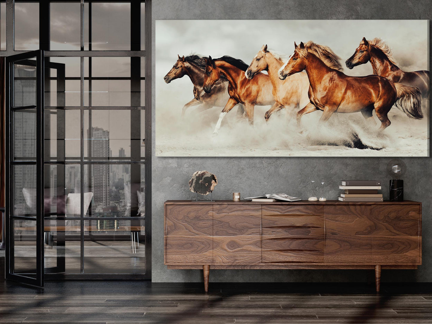 Arte de la pared de caballos: estampado de lona de caballos de gran tamaño, gran estampado de bellas artes de caballos, obras de arte de caballos, idea de regalo de amantes de los caballos, por encima de la decoración del sofá