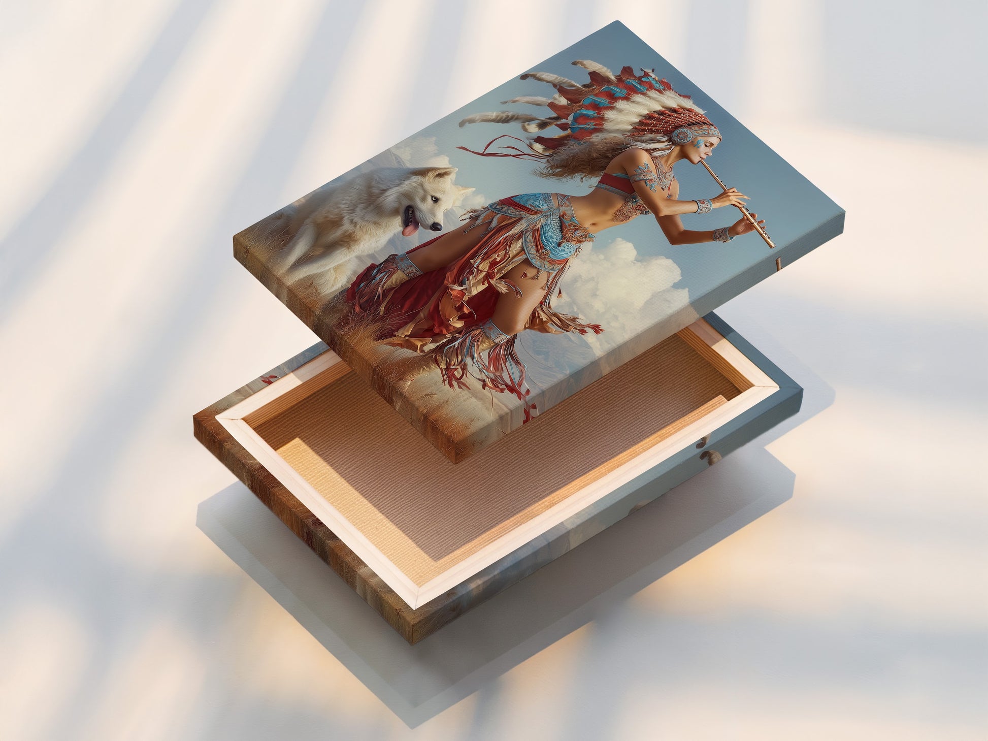 A stretched canvas print is displayed. The canvas texture enhances the artwork's depth and richness. Stretched canvases are ready to hang and enjoy. Ideal for creating a gallery-like feel in your home or office.