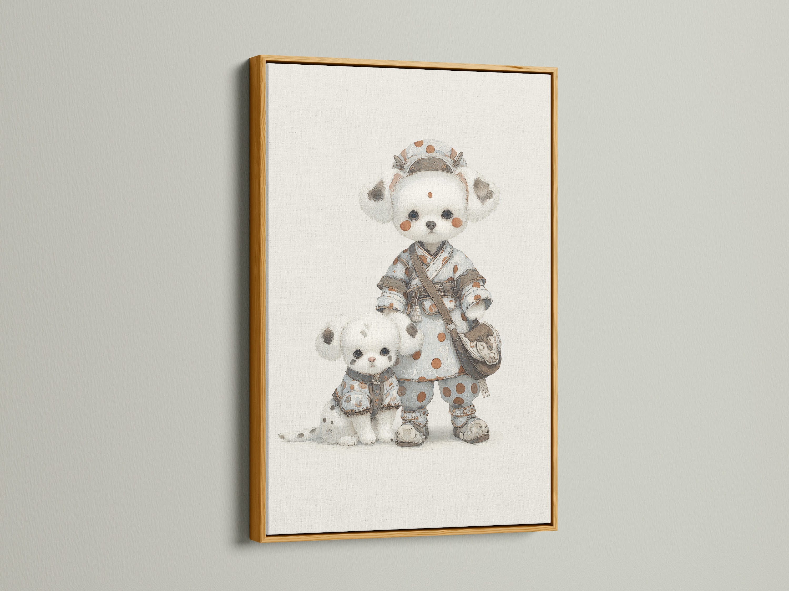 Charming Panda art print in a gold frame. This kawaii animal wall art is ideal for nursery decor. The gold frame adds elegance to the cute animal print. Elevate your baby room with this framed artwork. Perfect for adding a touch of luxury.