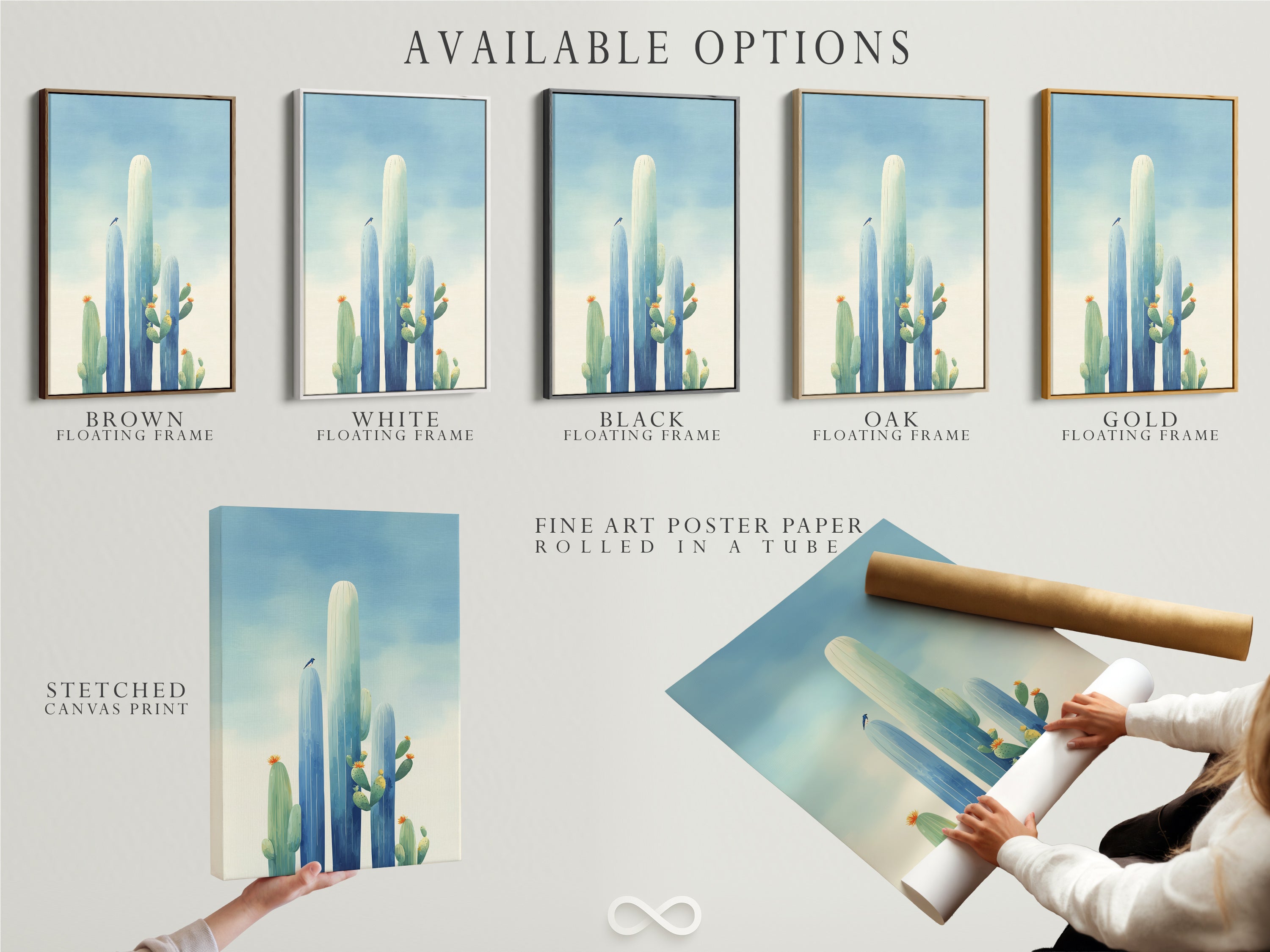 Available options include stretched canvas prints fine art poster paper and floating frames. Customize your cactus art to fit your style. The southwestern teal blue artwork is versatile. Choose the perfect desert print for your space. Select botanical canvas.
