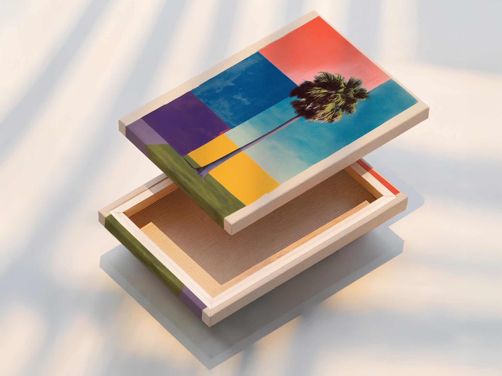 Stretched canvas print displayed. The canvas is stretched tightly over a wooden frame. Ready to hang and enjoy. The artwork looks vibrant and textured. Elevate your space with a stunning canvas print. Discover the beauty of stretched canvas art.