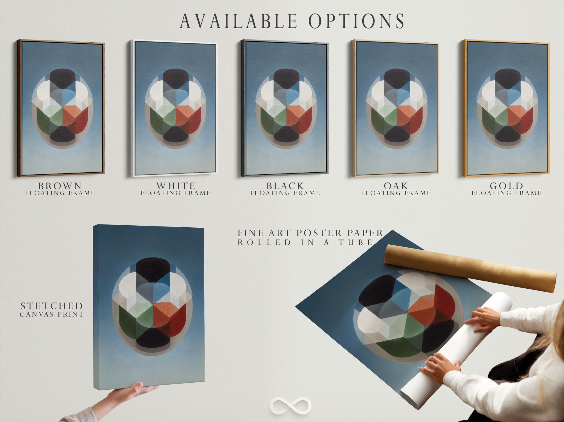Available options: stretched canvas print fine art poster paper and floating frame. Customize your artwork with our available options. Choose the perfect medium and frame to match your style. Elevate your space with personalized art.