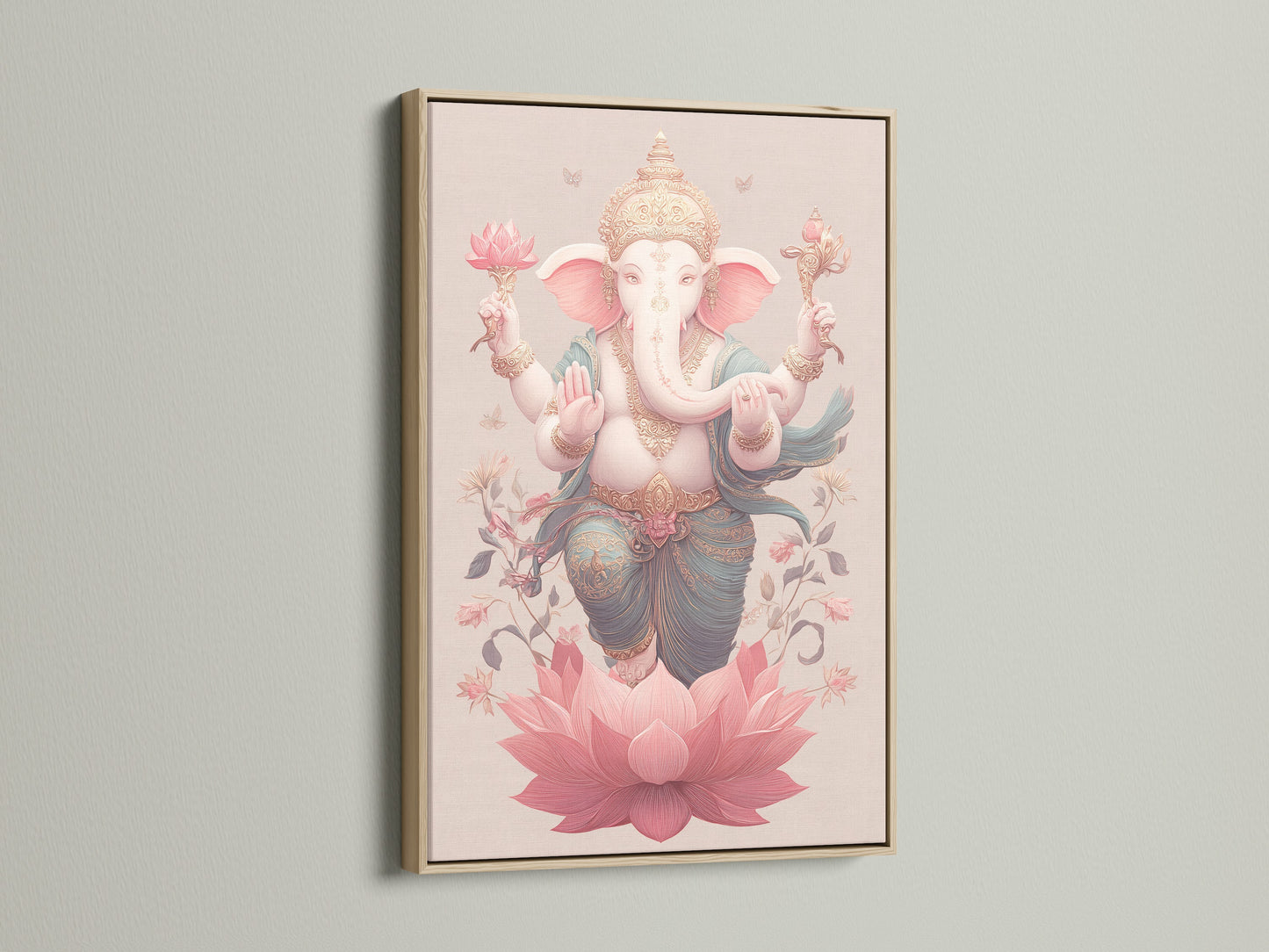 Elephant Deity Art Print - Spiritual Wall Decor, Lotus Flower Artwork, Hindu Inspired Home Decor, Sacred Animal Art, Meditation Room