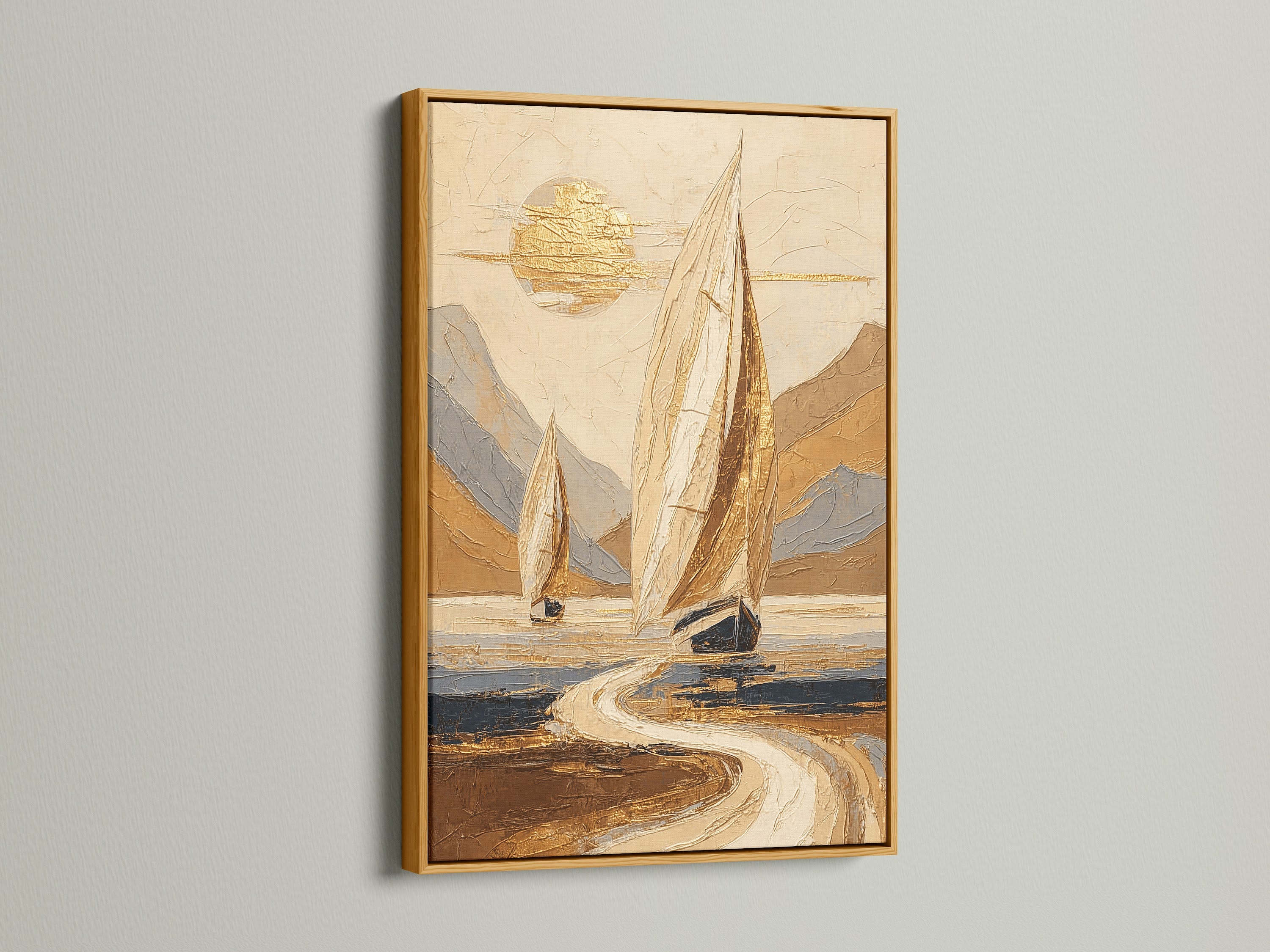 Sailboat Abstract Art - Nautical Wall Decor, Ocean Landscape Painting, Coastal Home Art, Beach House Decor, Maritime Print