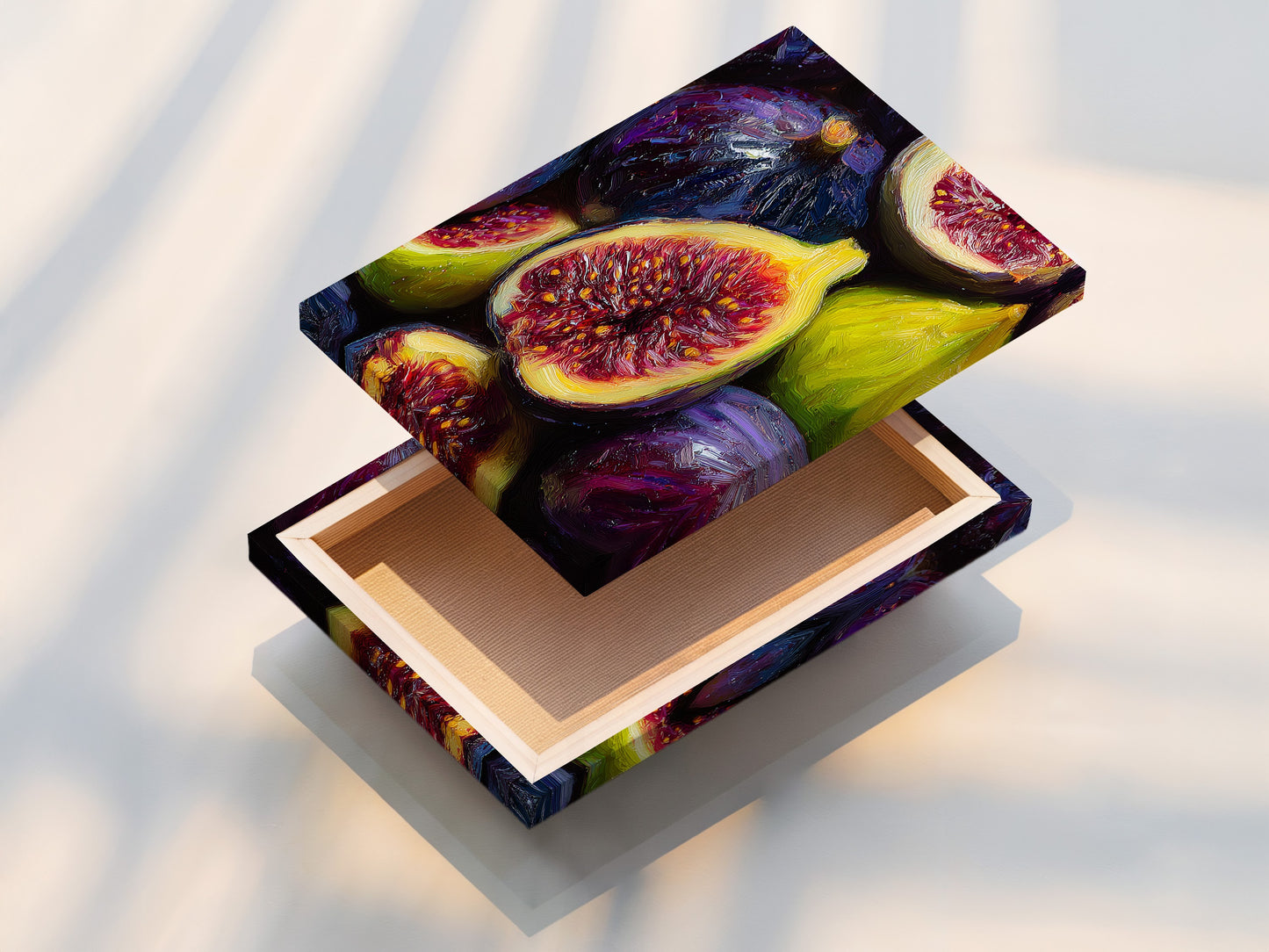 A stretched canvas print is displayed. Its tight weave and vivid colors are visible. Ready to hang and enjoy. Experience the texture and depth of a gallery-wrapped canvas. Make a statement with this bold art.