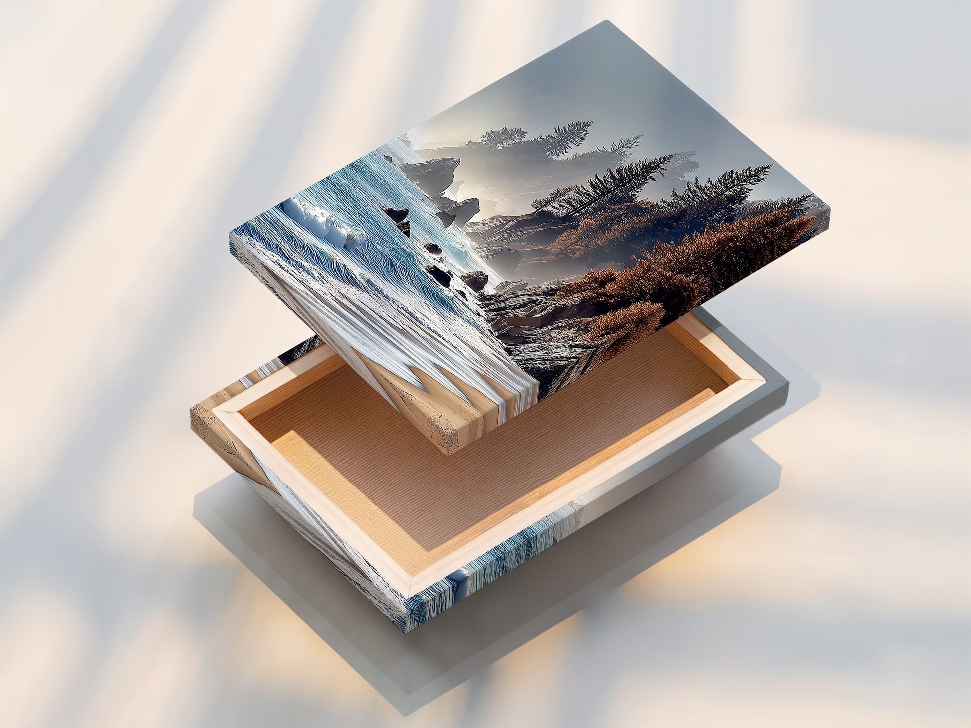 Stretched canvas print of a Coastal Scenery Artwork.  The stretched canvas provides a gallery-quality look and feel.  Ready to hang and enjoy in your living room bedroom or office.  Transform your space with this beautiful piece of coastal wall art