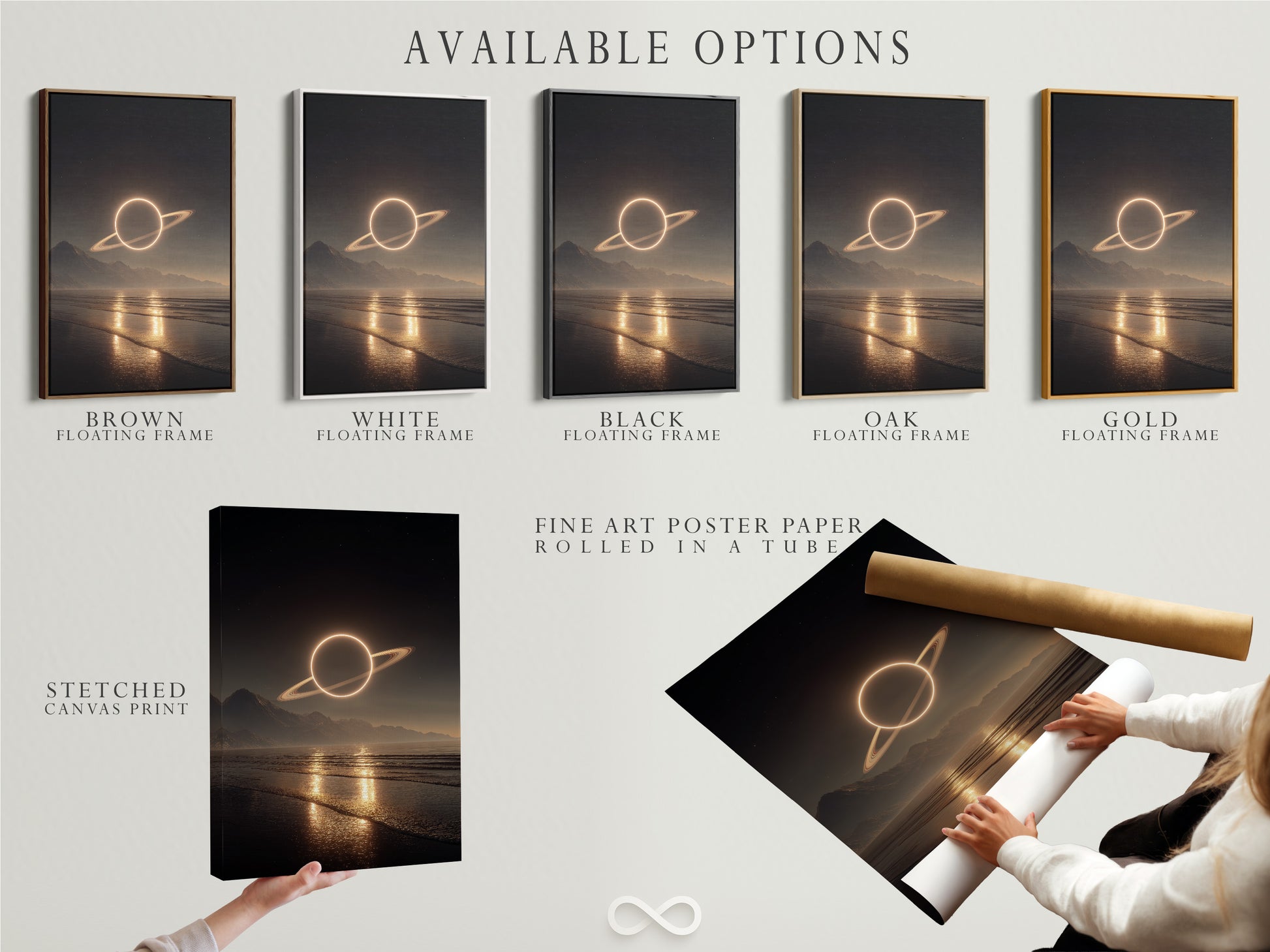 Explore available options for your artwork. Choose from a stretched canvas print. Opt for fine art poster paper. Consider a stylish floating frame. Each option enhances the art. Select the perfect choice to match your style.