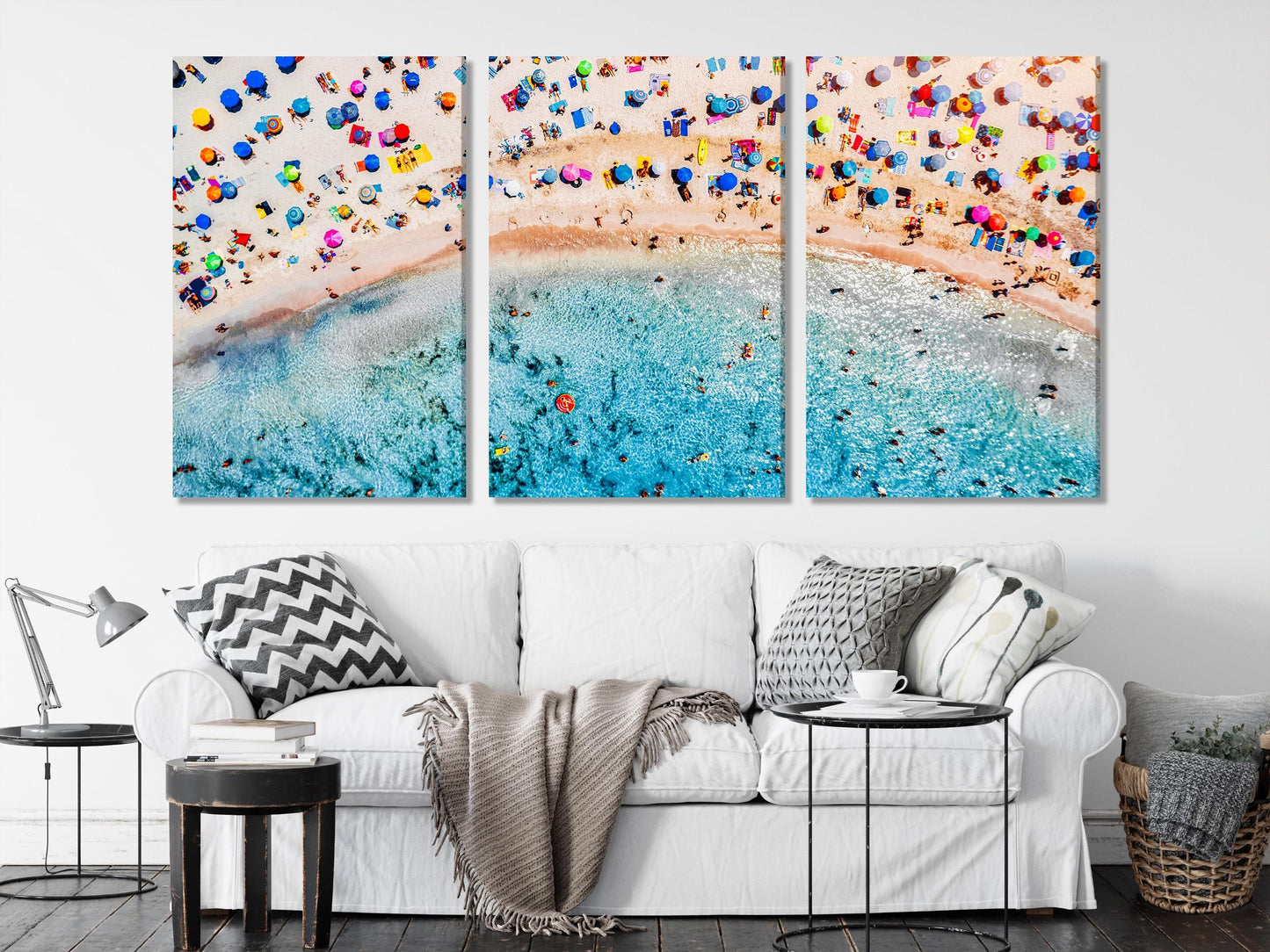 Summer Beach Canvas Art Print - Large Coastal Wall Art, Summer Inspired Artwork Beach Art Print Seaside Prints Beach House Canvas Art Print