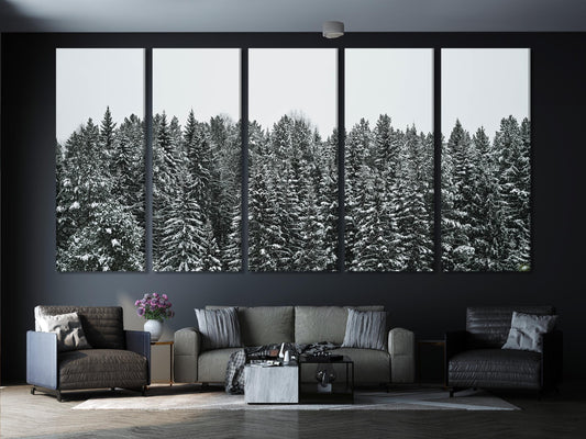 겨울 아트 프린트 소나무 캔버스 아트 눈 덮인 숲 벽 장식 겨울 자연 풍경 프린트 모던 겨울 벽 아트 소나무 아트워크 프린트