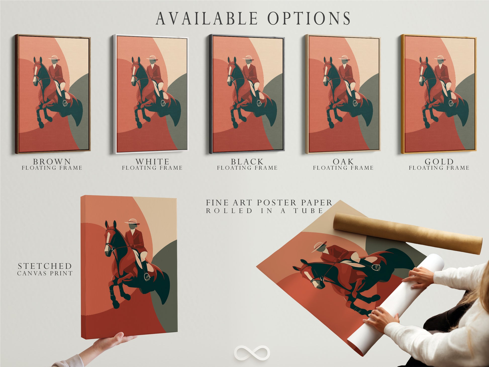 Available artwork options include a stretched canvas print. Another option is fine art poster paper. A floating frame adds a modern touch. Choose the perfect style to match your taste. Personalize your artwork today.