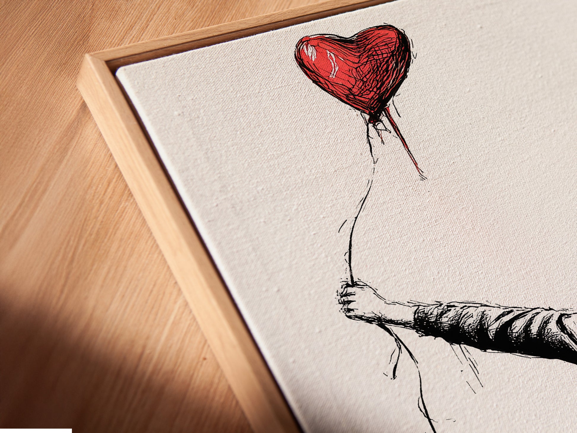 This is a close-up of a canvas print. The canvas print is displayed in a floating frame. The floating frame adds depth to the artwork. The artwork appears to float within the frame. This framing style enhances the visual appeal.