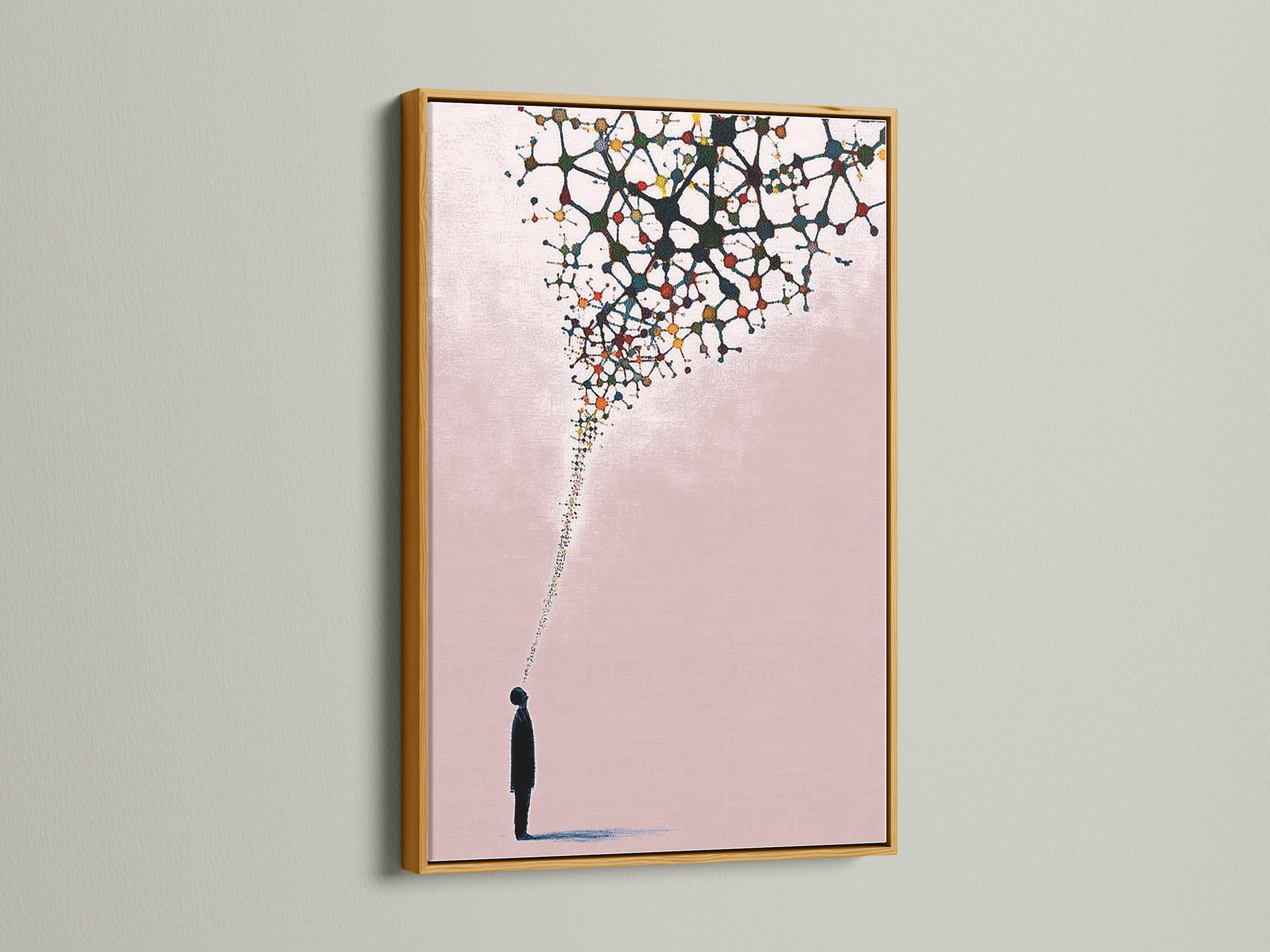 The abstract silhouette art print is elegantly displayed in a gold frame. This modern canvas art adds a touch of sophistication. Perfect for enhancing office wall art. The minimalist print complements any contemporary space. It's a striking piece of abstract artwork.