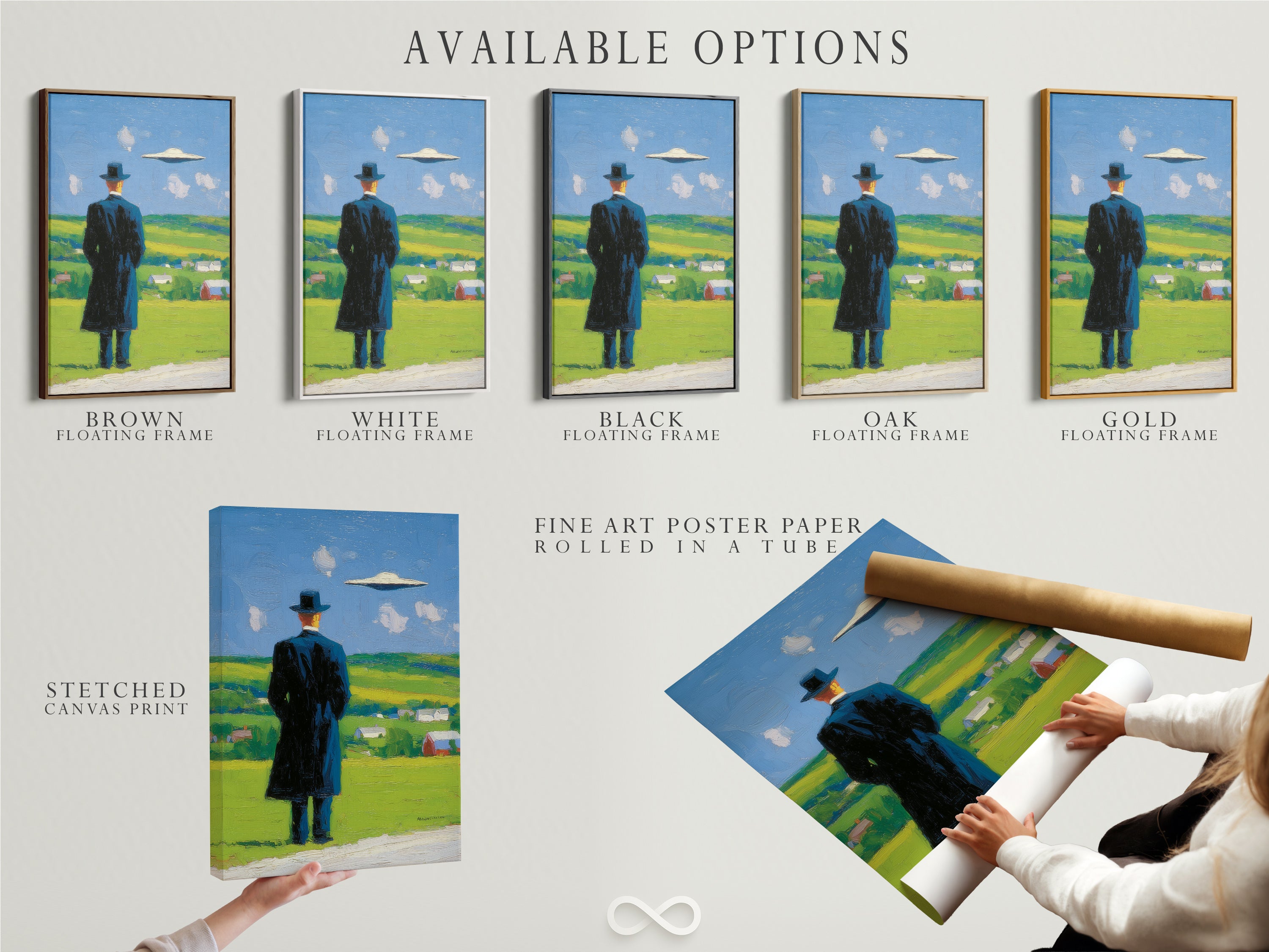 Available options for this surreal artwork. Choose from a stretched canvas print a fine art poster paper or a floating frame. Customize your wall art to match your unique style and decor.