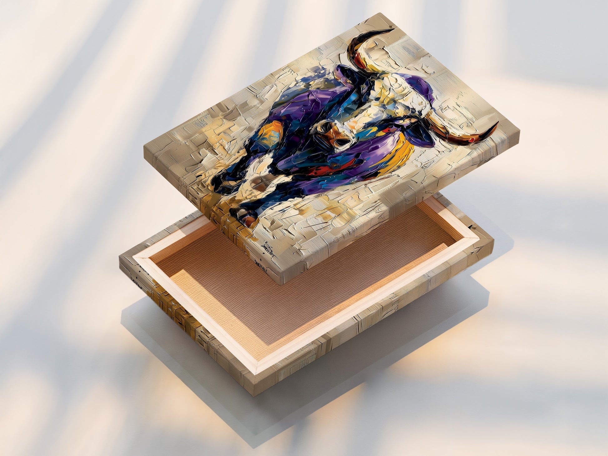 This is a stretched canvas print. The canvas is stretched over a wooden frame. The artwork is printed on high-quality canvas. The canvas print is ready to hang. It is a great way to display art in your home. This adds texture to any artwork.