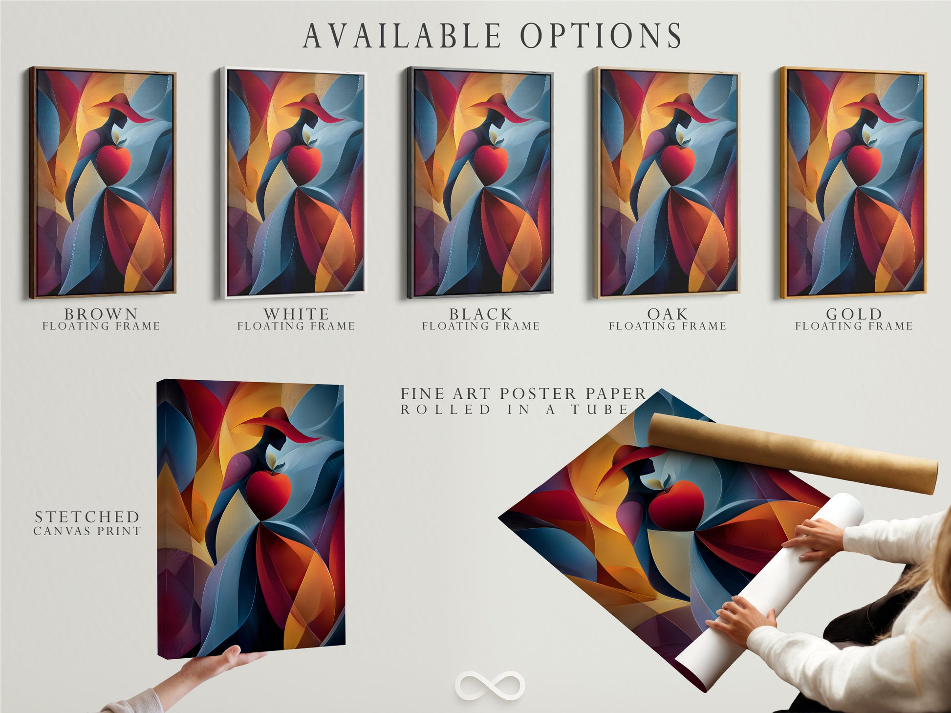 Explore available options for your artwork. Choose from stretched canvas prints fine art poster paper or a floating frame. Each option enhances the artwork. Customize your artwork to fit your style.