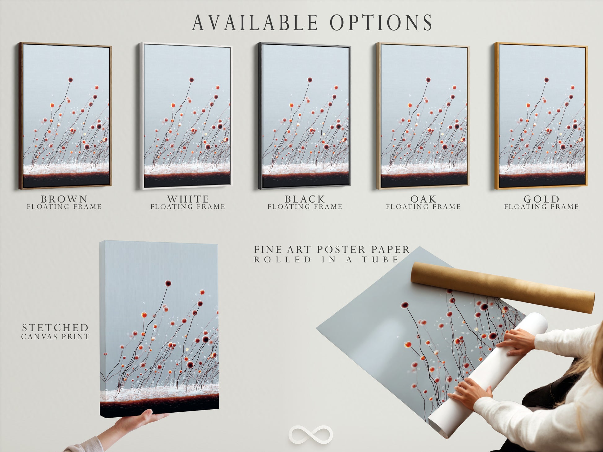 Available options include stretched canvas prints fine art poster paper and floating frames. Choose the perfect format for your artwork. Explore all our available options. Customize your art to fit your style.