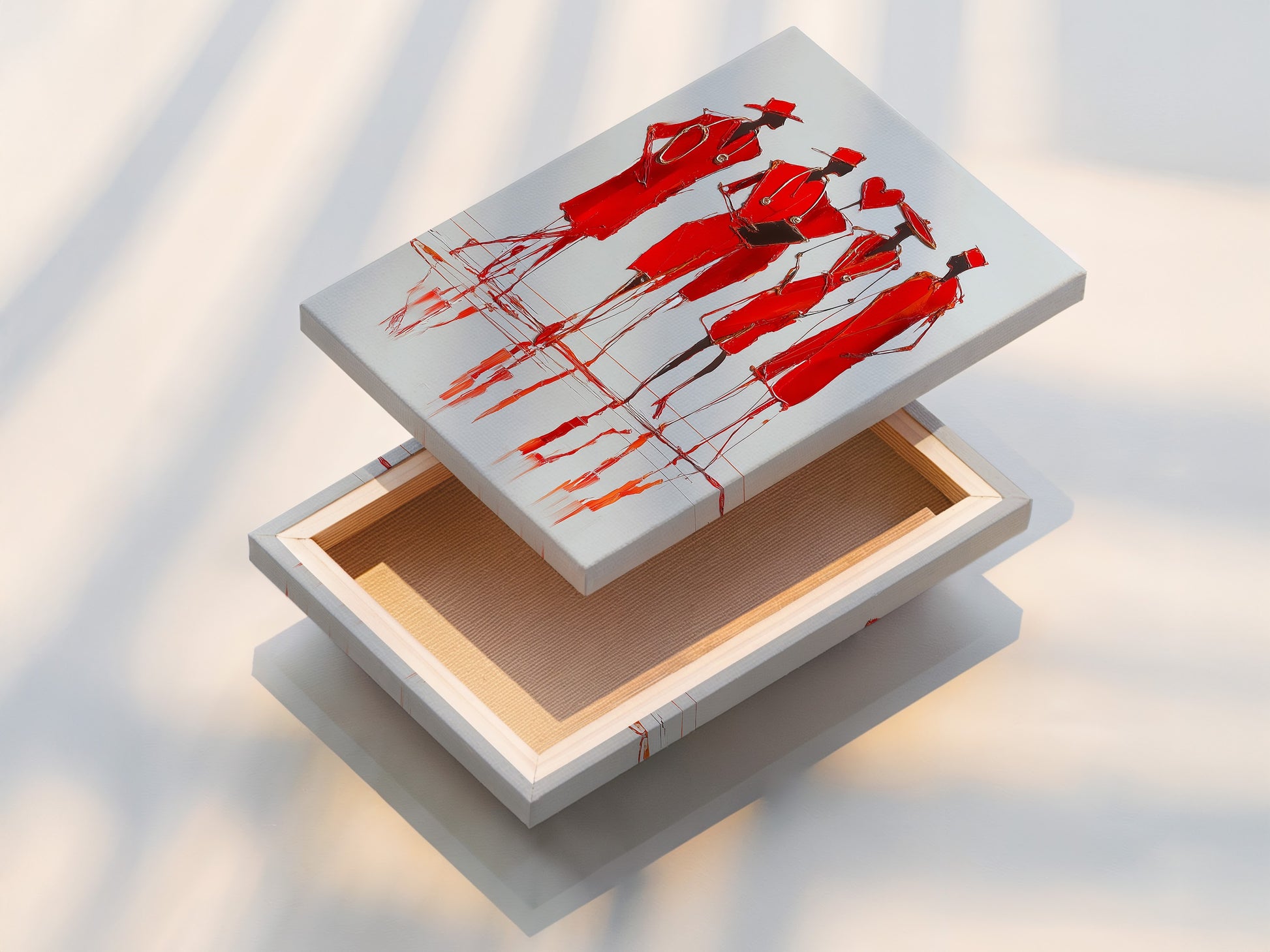 A stretched canvas print featuring Red Fashion Sketch Art. This contemporary figure drawing is ready to hang. It offers a clean modern look. Ideal for fashion wall decor and contemporary art settings.