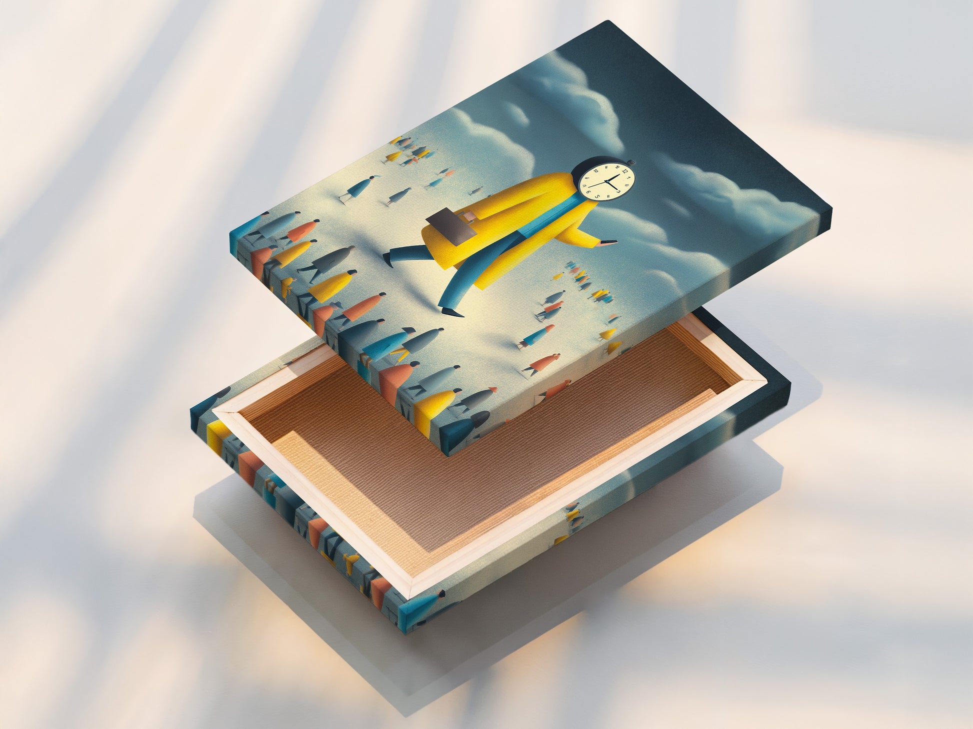 A stretched canvas print is displayed. The canvas is stretched perfectly on a wooden frame. The texture of the canvas enhances the artwork. Get your artwork printed on high quality stretched canvas.