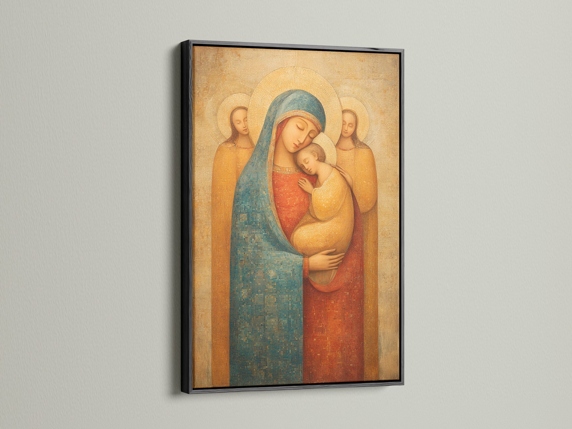 Check out a black frame displaying an art piece. The black frame provides a bold contrast. It adds a touch of sophistication. This frame makes a statement in any space. See the artwork stand out. Experience the power of black.