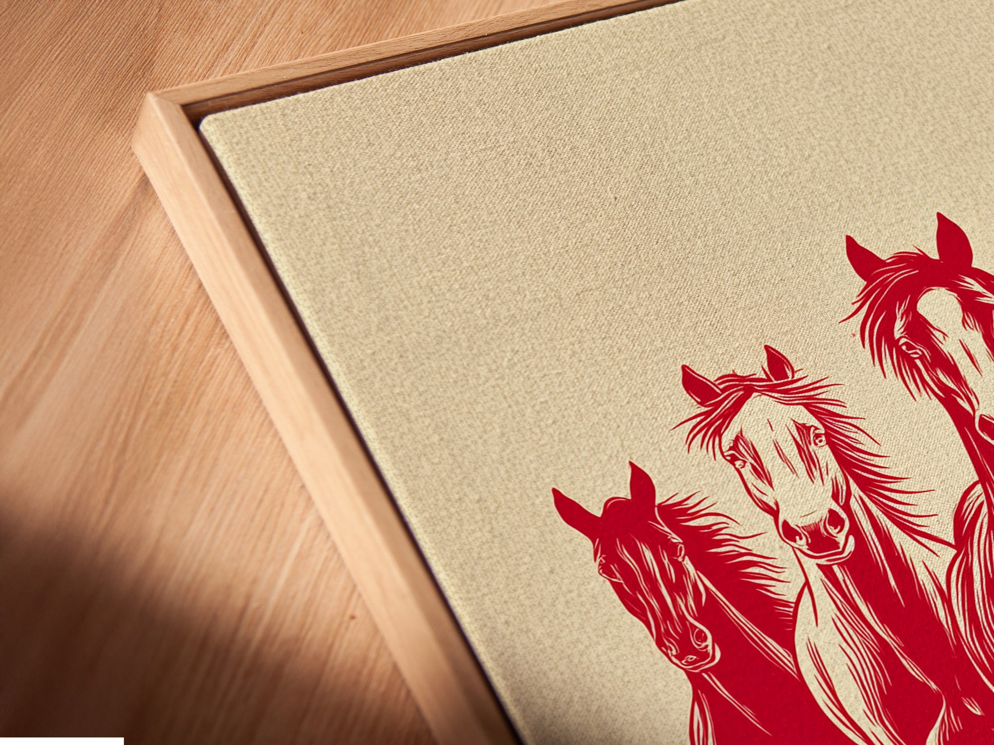 Angled close up of a canvas print in a floating frame. The floating frame enhances the artwork. It provides a modern gallery aesthetic. The canvas print looks stunning in any room. Upgrade your artwork today.