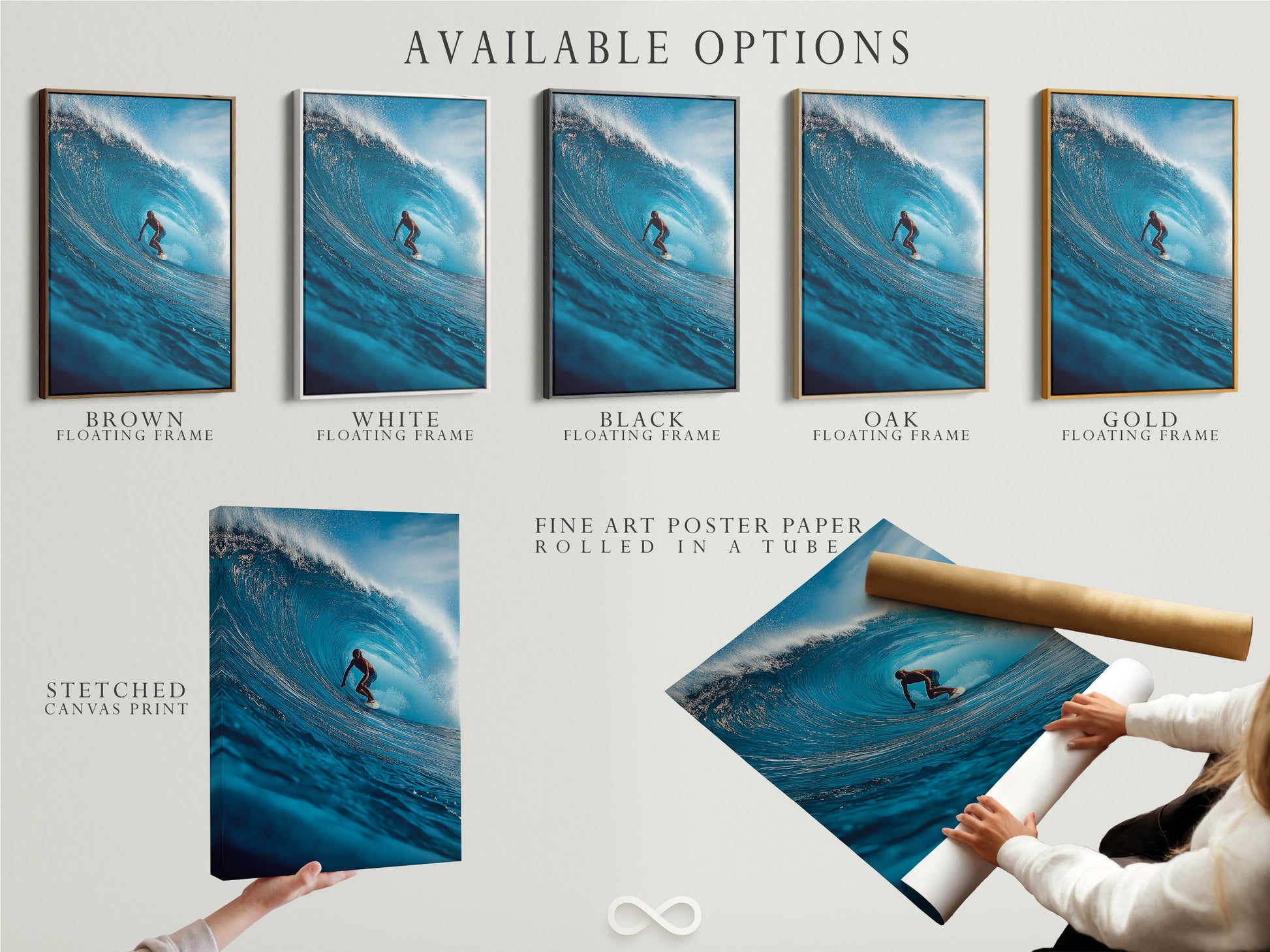 Available options include a stretched canvas print fine art poster paper and a floating frame. Select your preferred style. Customize your artwork. Get the perfect piece for your home. Many options are available.