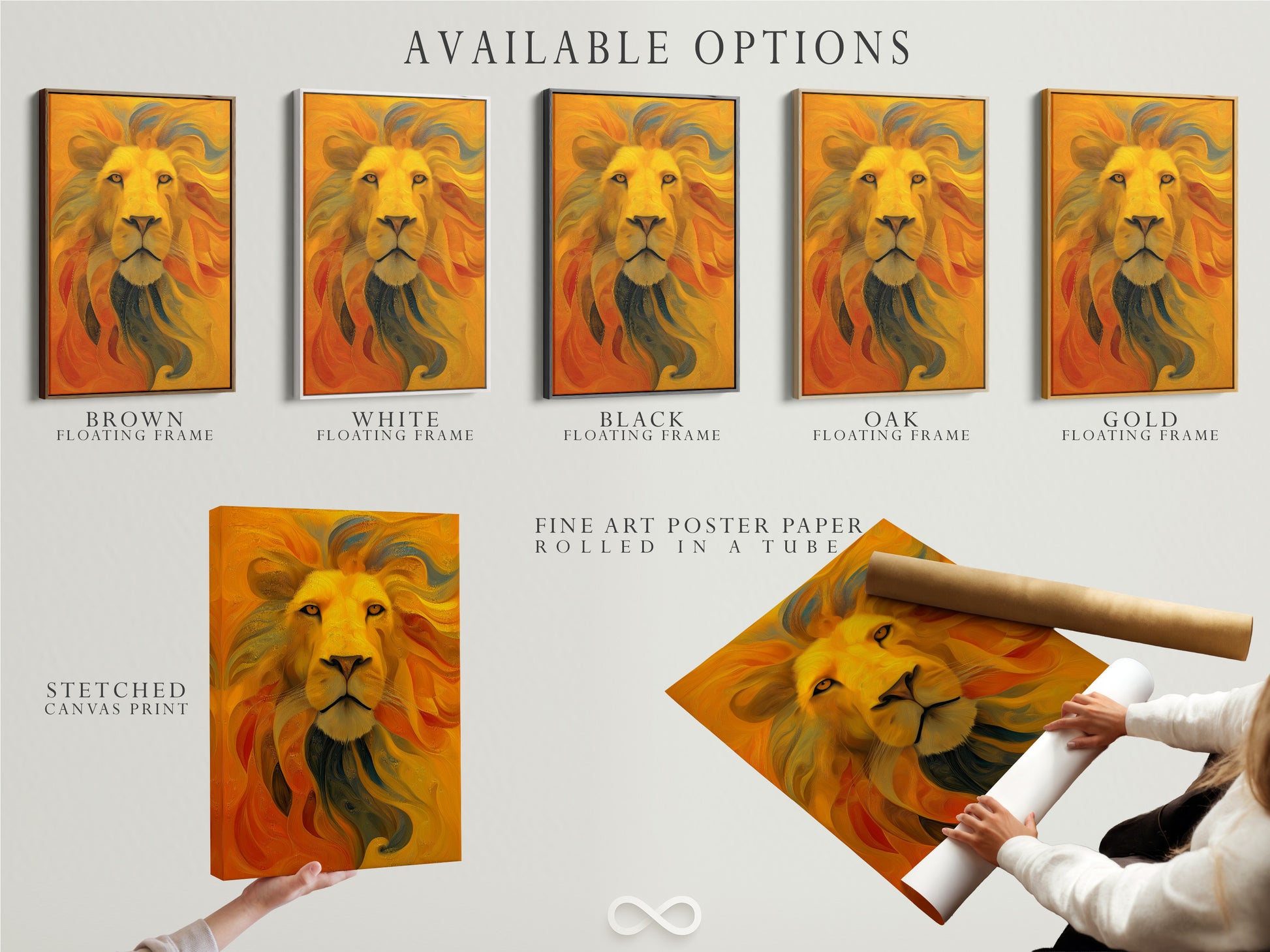 A display of available art options. See stretched canvas prints fine art poster paper and floating frame options. Choose the perfect medium for your artwork. Customize your art to match your style. Explore the variety of options available. Get the look you desire for your art.