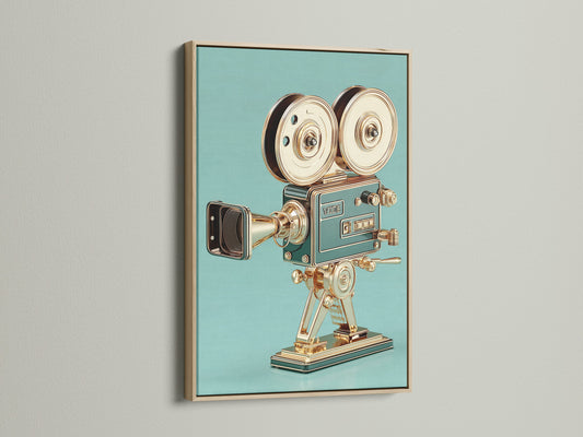 A vintage camera artwork is elegantly framed in oak. The natural wood grain of the oak frame complements the subject. It brings a sense of warmth and sophistication to the artwork. This piece is ideal for enhancing home or office decor. Its timeless appeal makes it a great conversation starter.